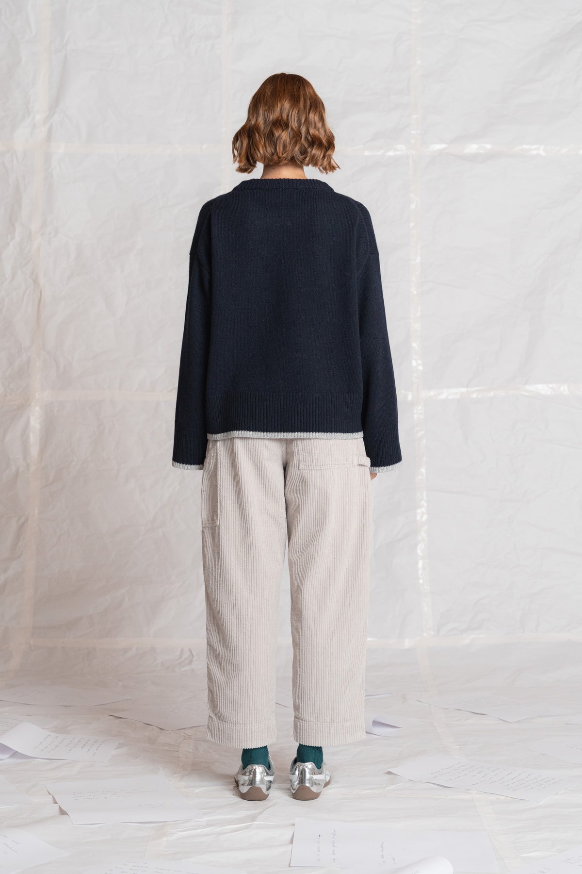Pantaloni Apollo in velluto con elastico in vita - Sasso