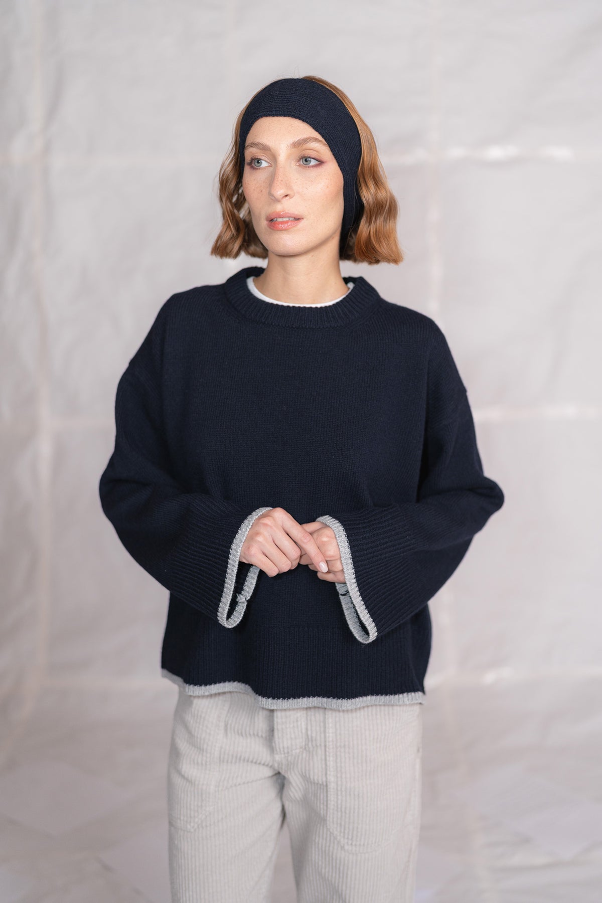 Fascia in lana e cashmere - Blu Notte
