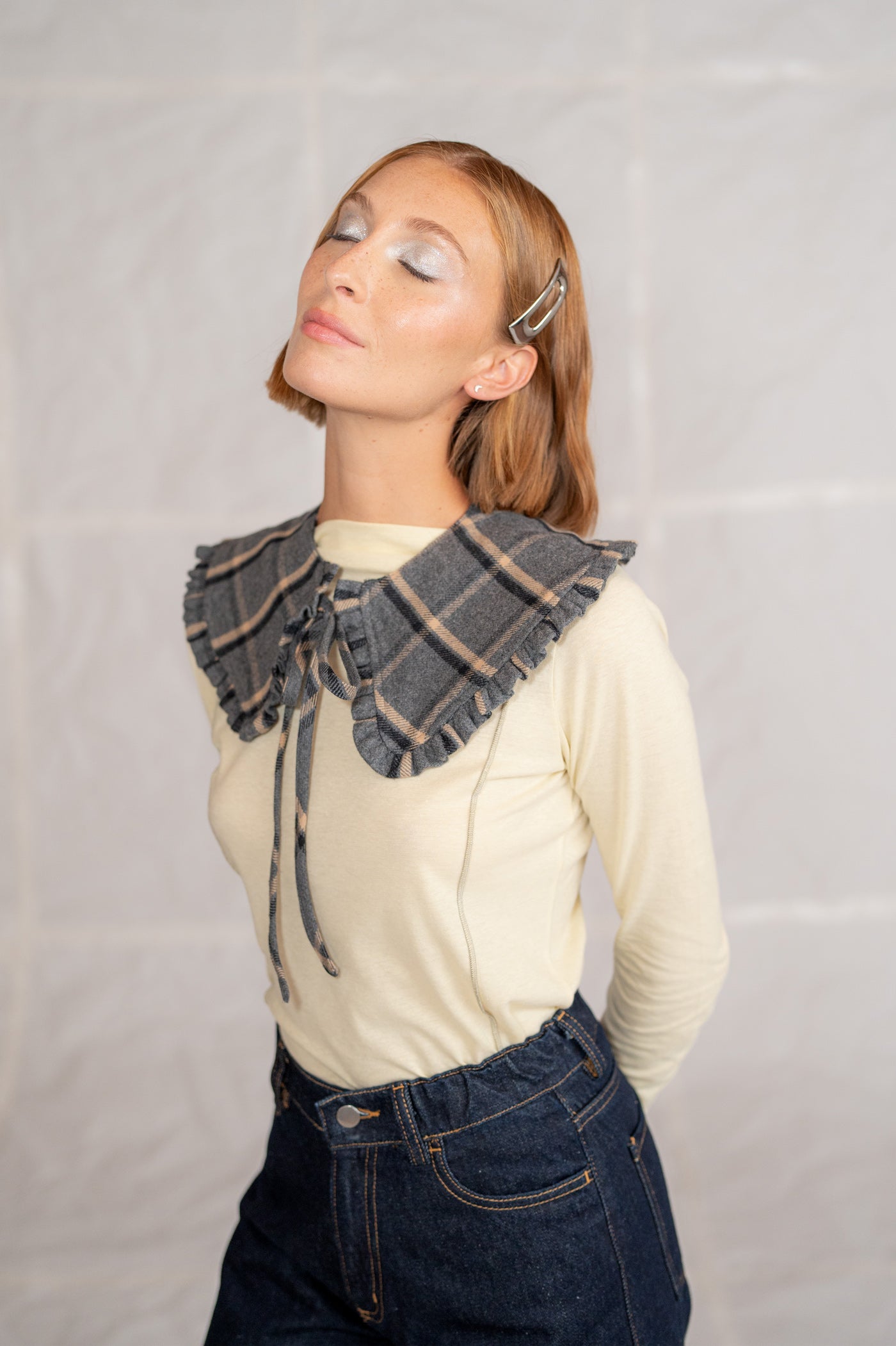 Colletto in cotone riciclato - grigio/nero