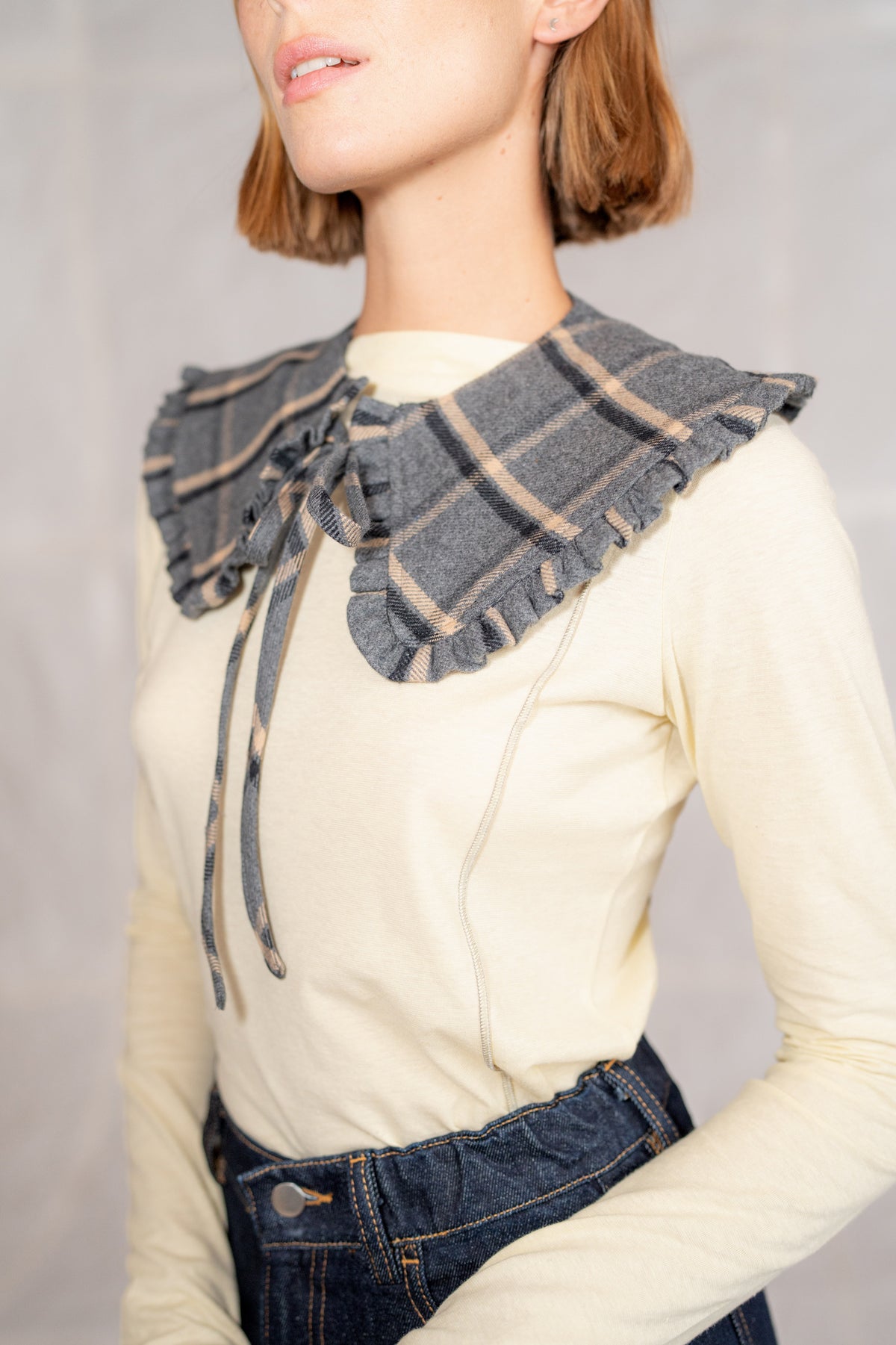 Colletto in cotone riciclato - grigio/nero