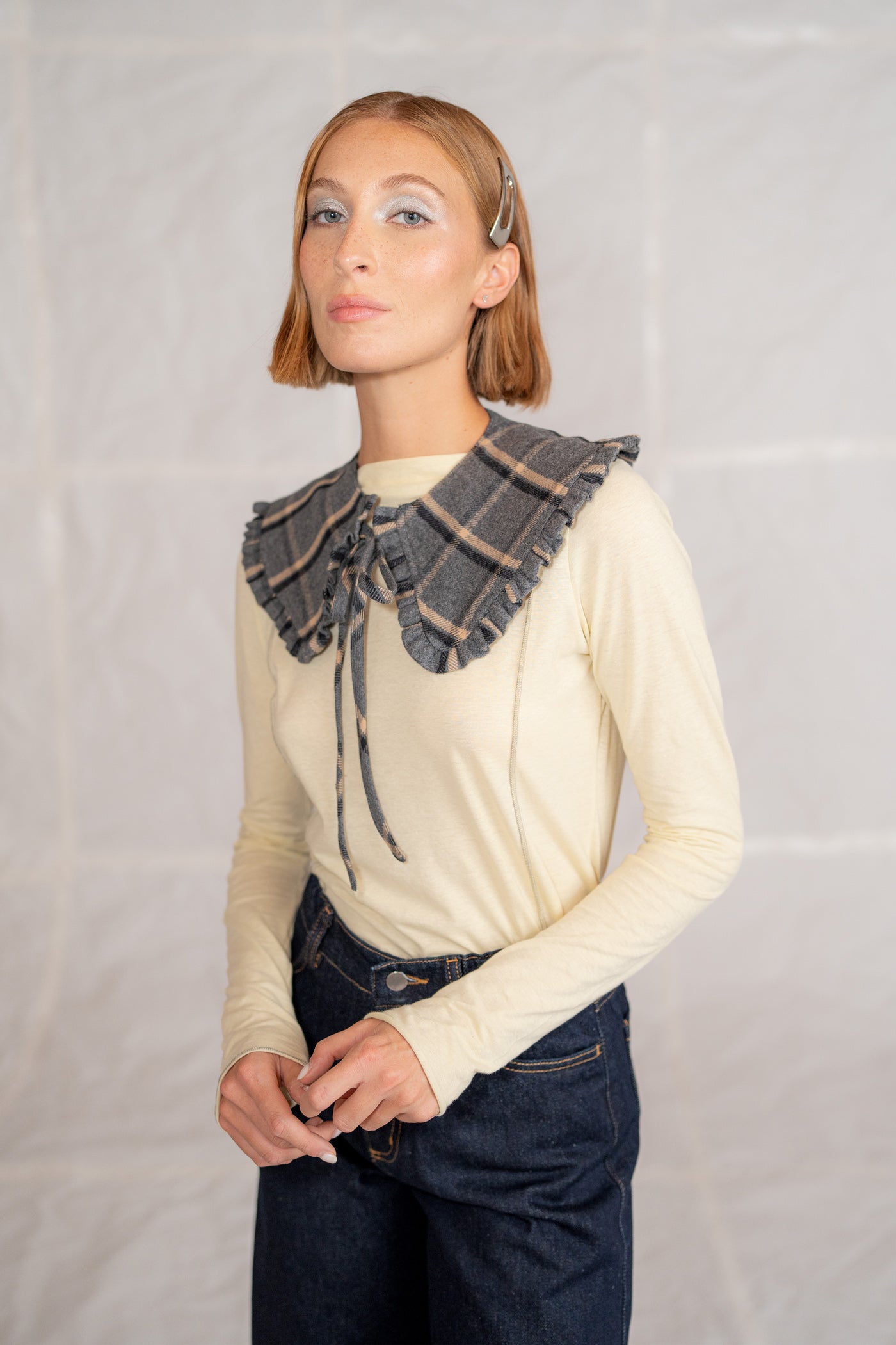 Colletto in cotone riciclato - grigio/nero