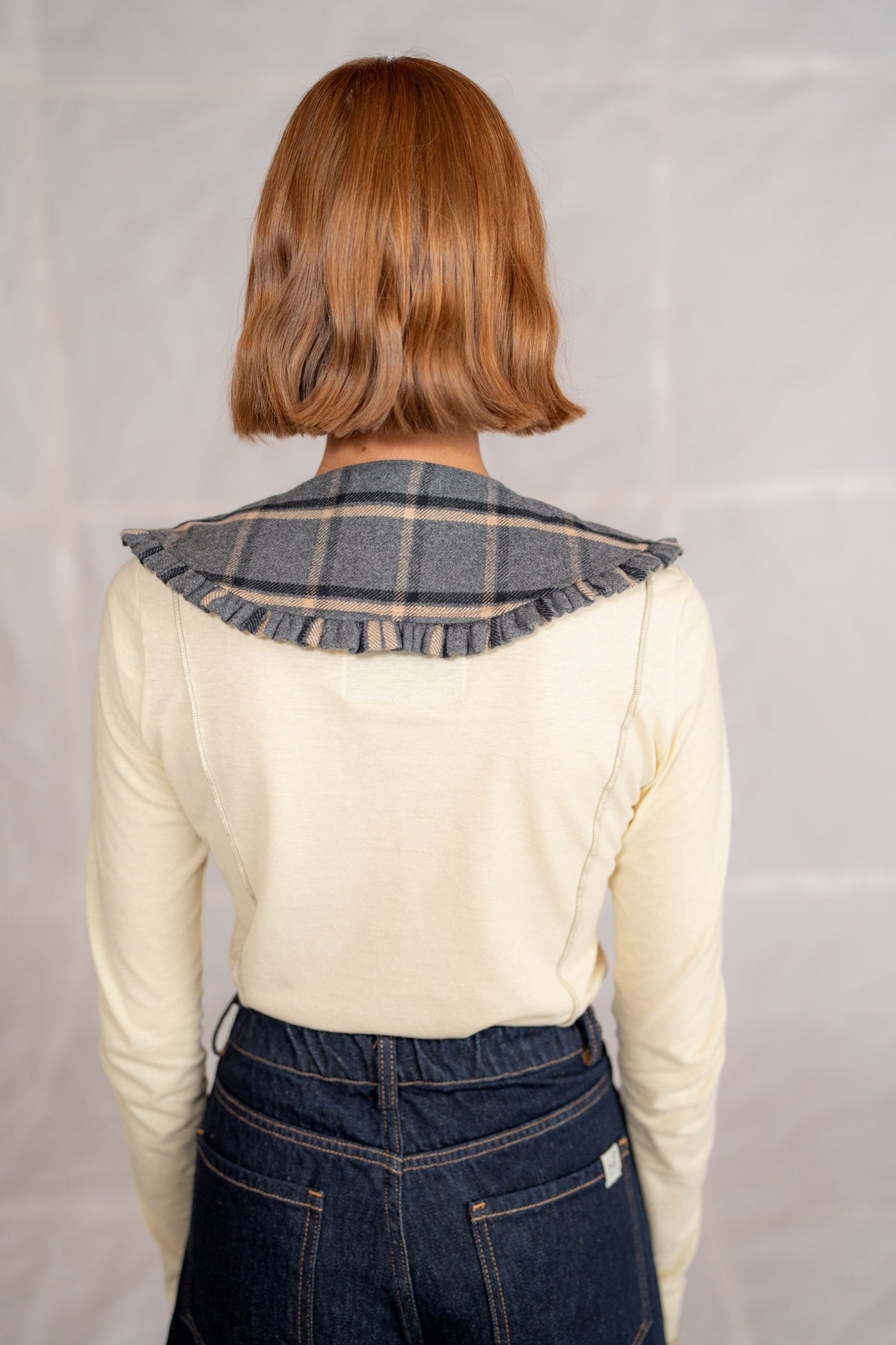 Colletto in cotone riciclato - grigio/nero