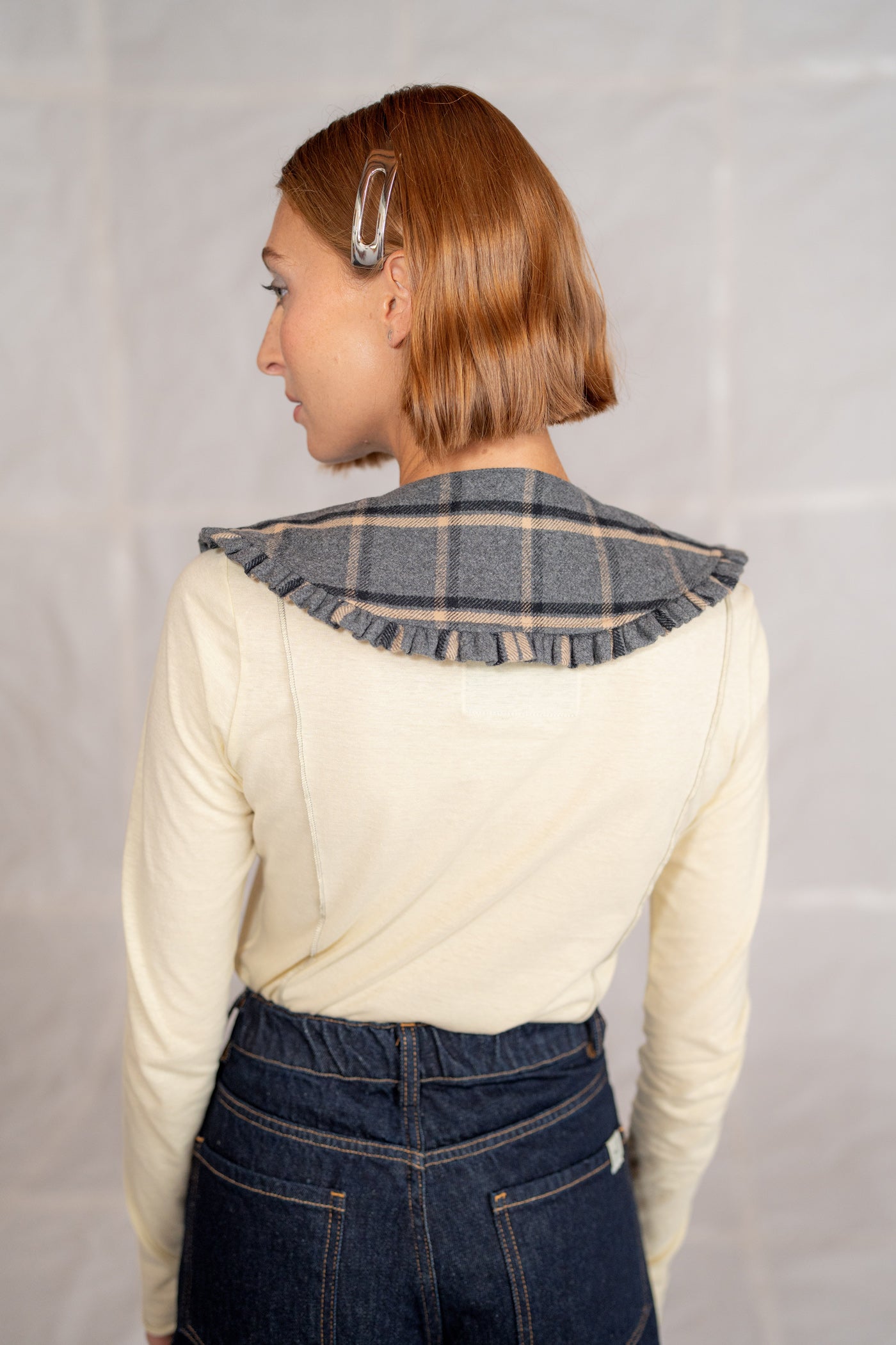 Colletto in cotone riciclato - grigio/nero