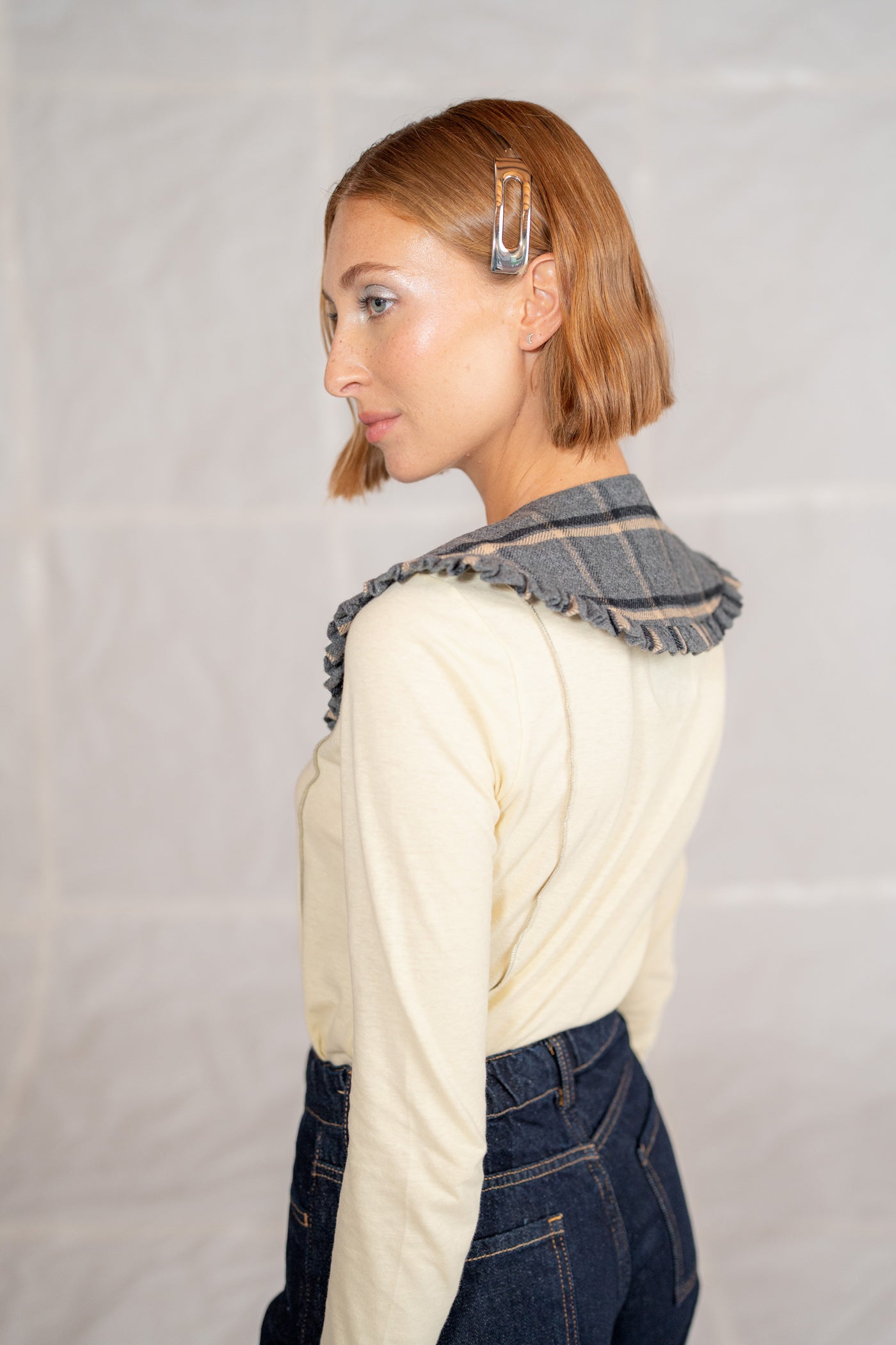 Colletto in cotone riciclato - grigio/nero