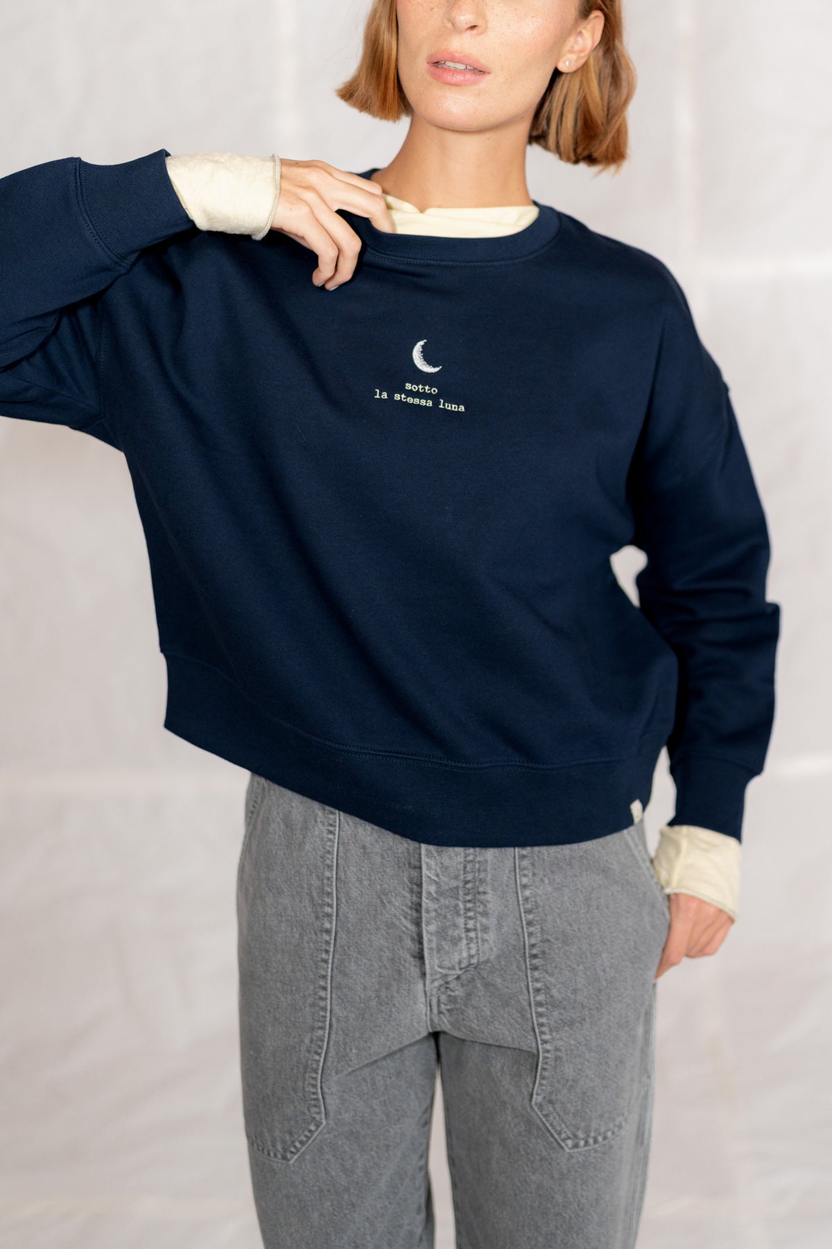 Felpa "sotto la stessa luna" - Blu Notte