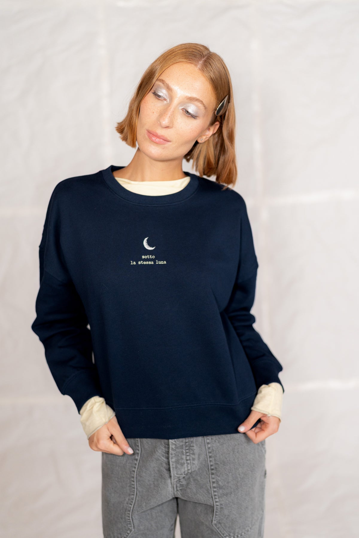 Felpa "sotto la stessa luna" - Blu Notte