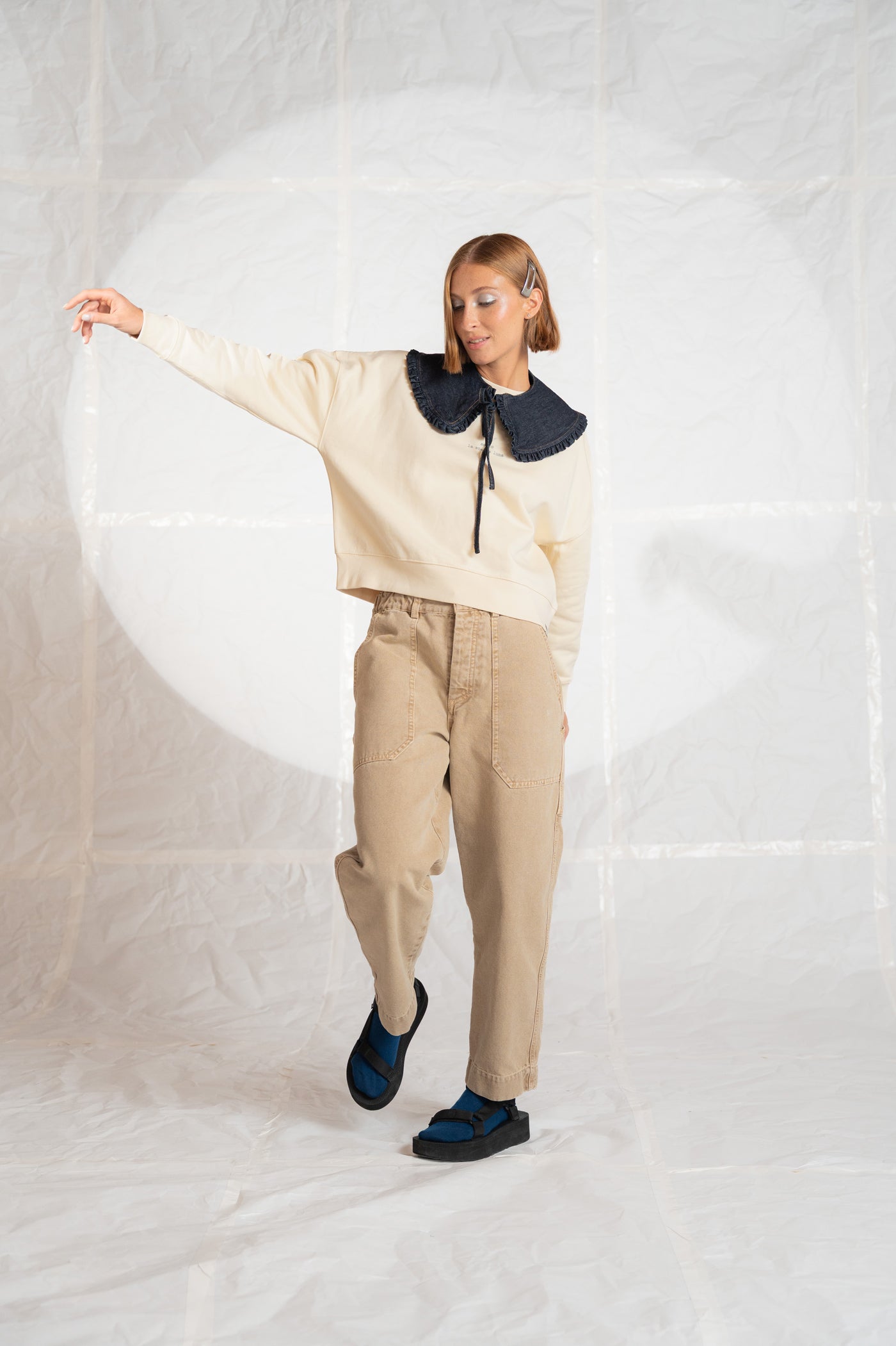 Colletto in jeans riciclato - blu indaco