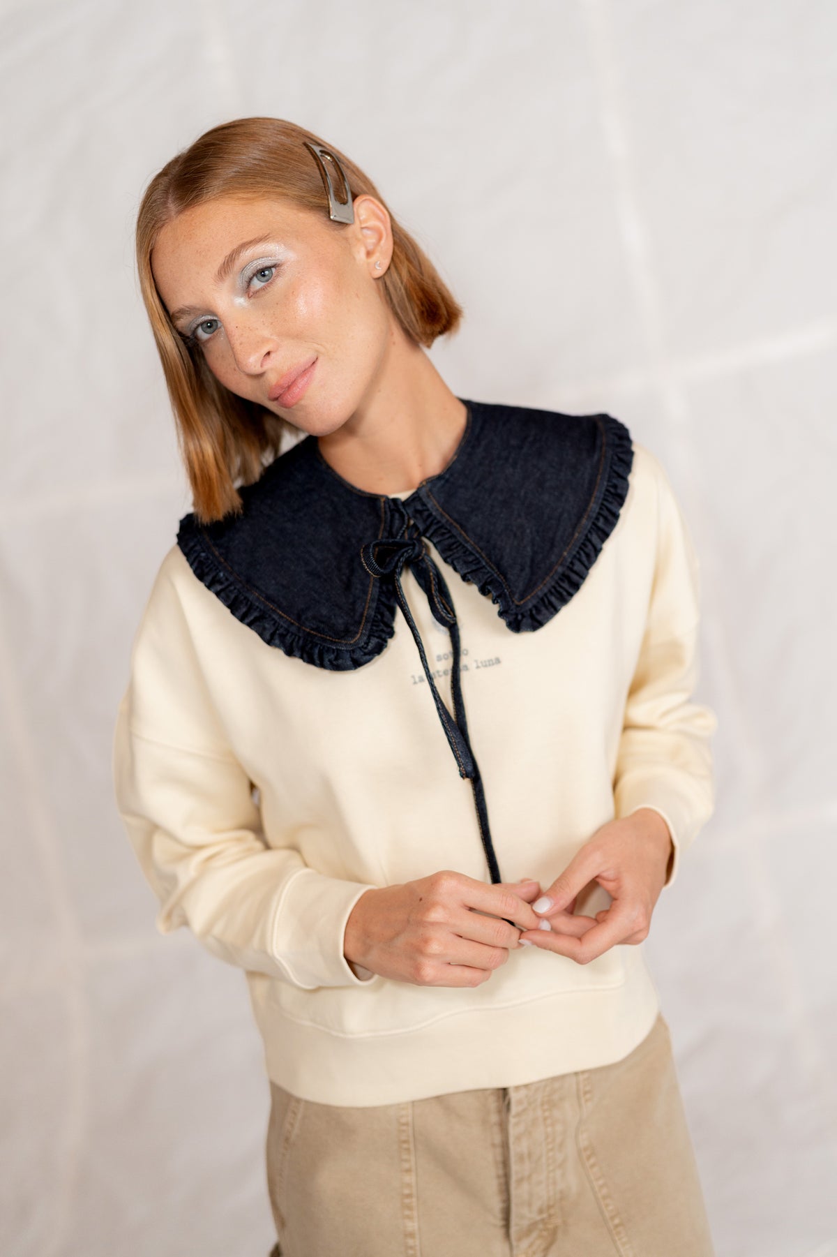 Colletto in jeans riciclato - blu indaco