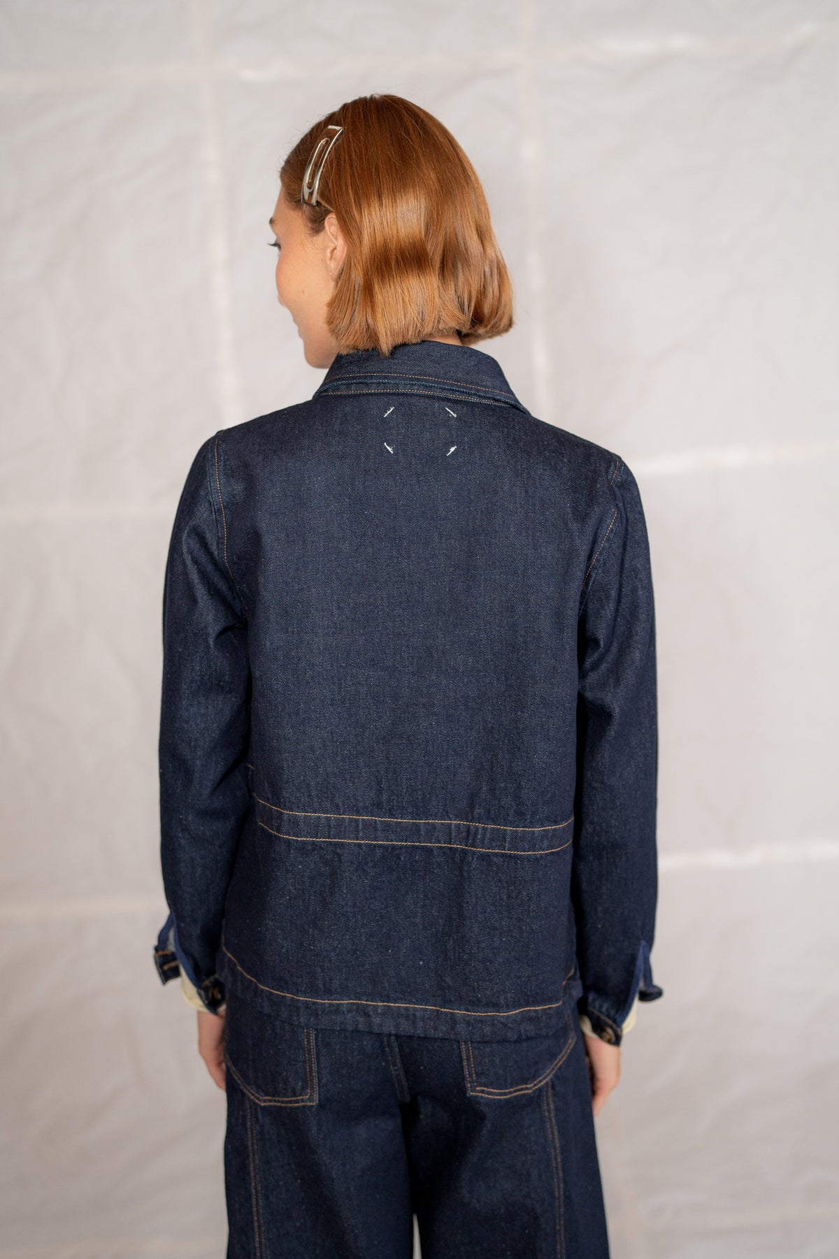 Overshirt Jeans Eva con coulisse in cotone riciclato - Blu indaco