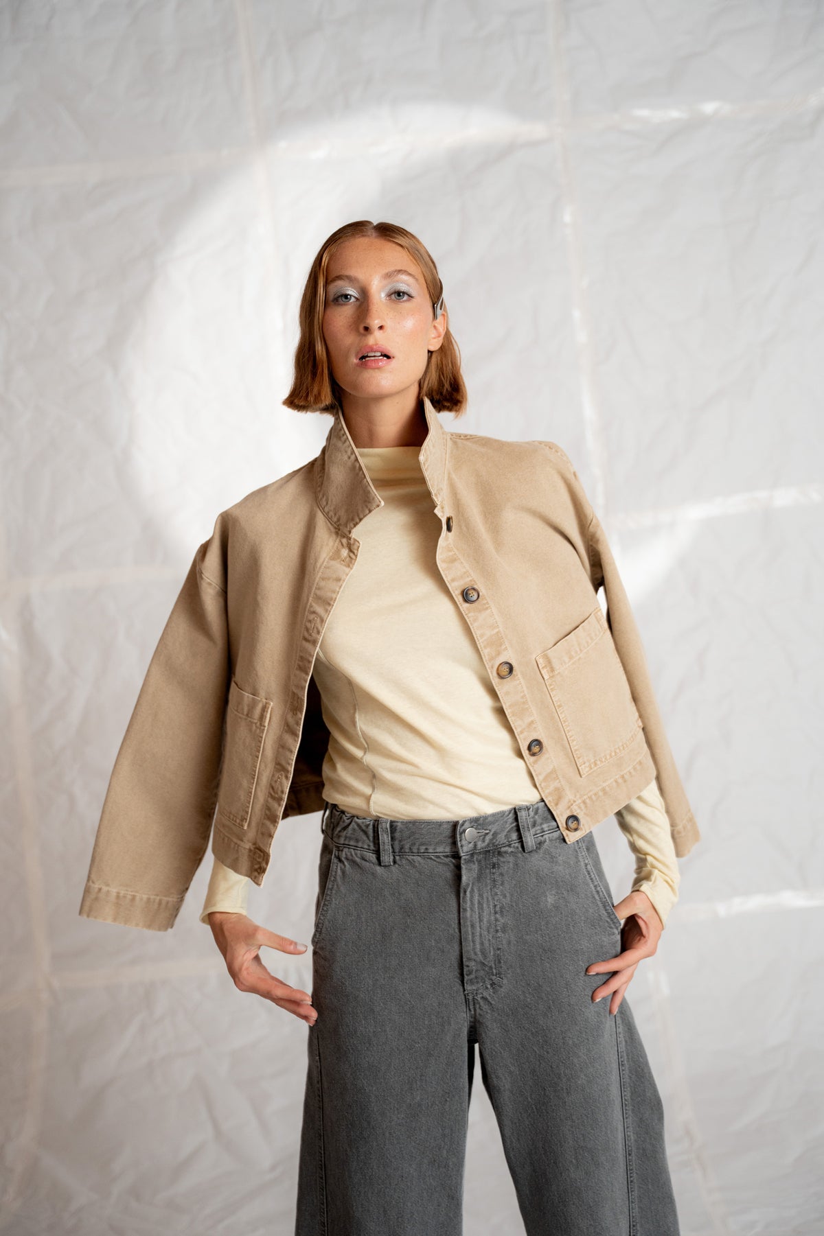 Giacca GA01 in cotone - Beige Old washed