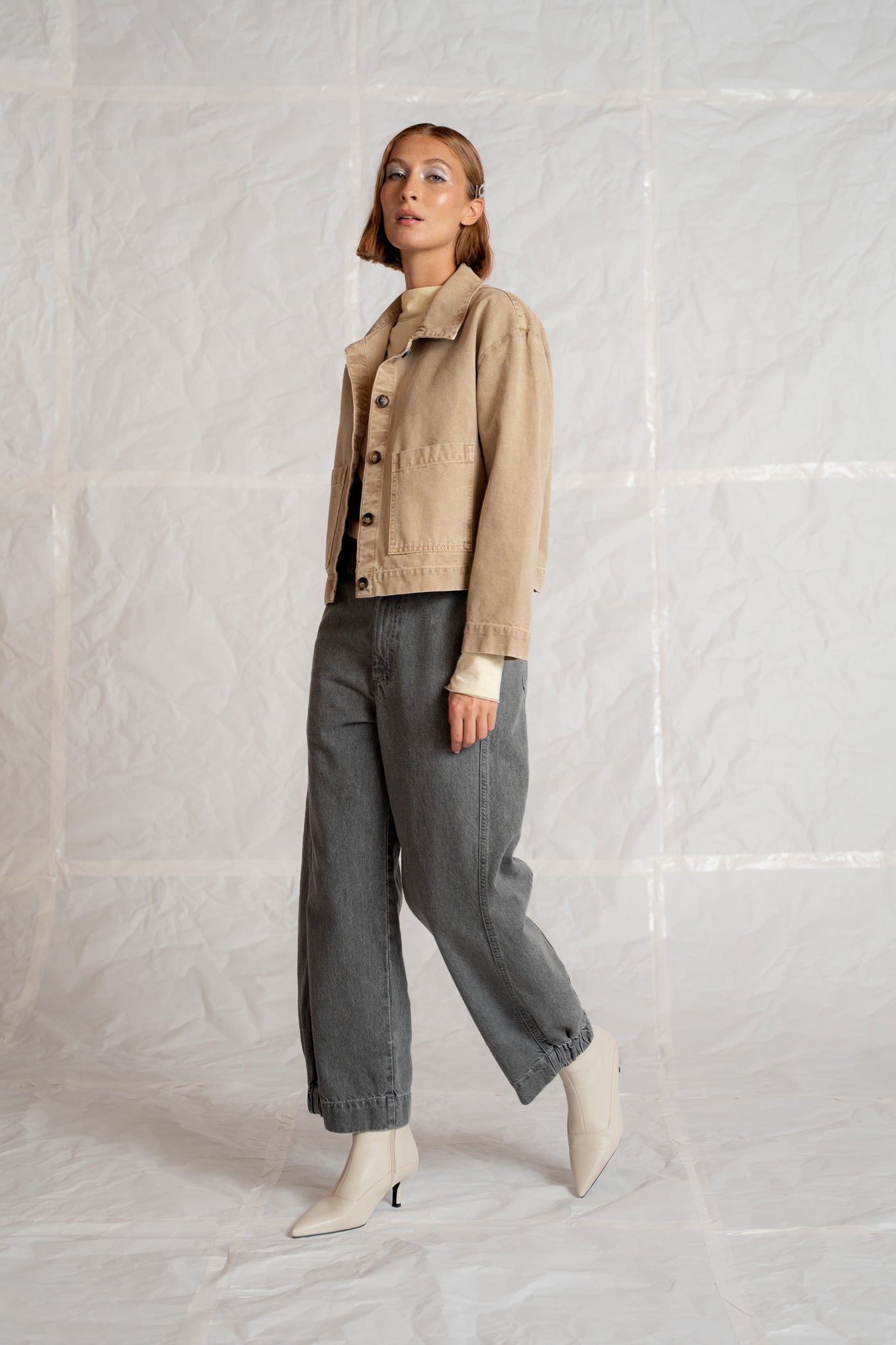Giacca GA01 in cotone - Beige Old washed