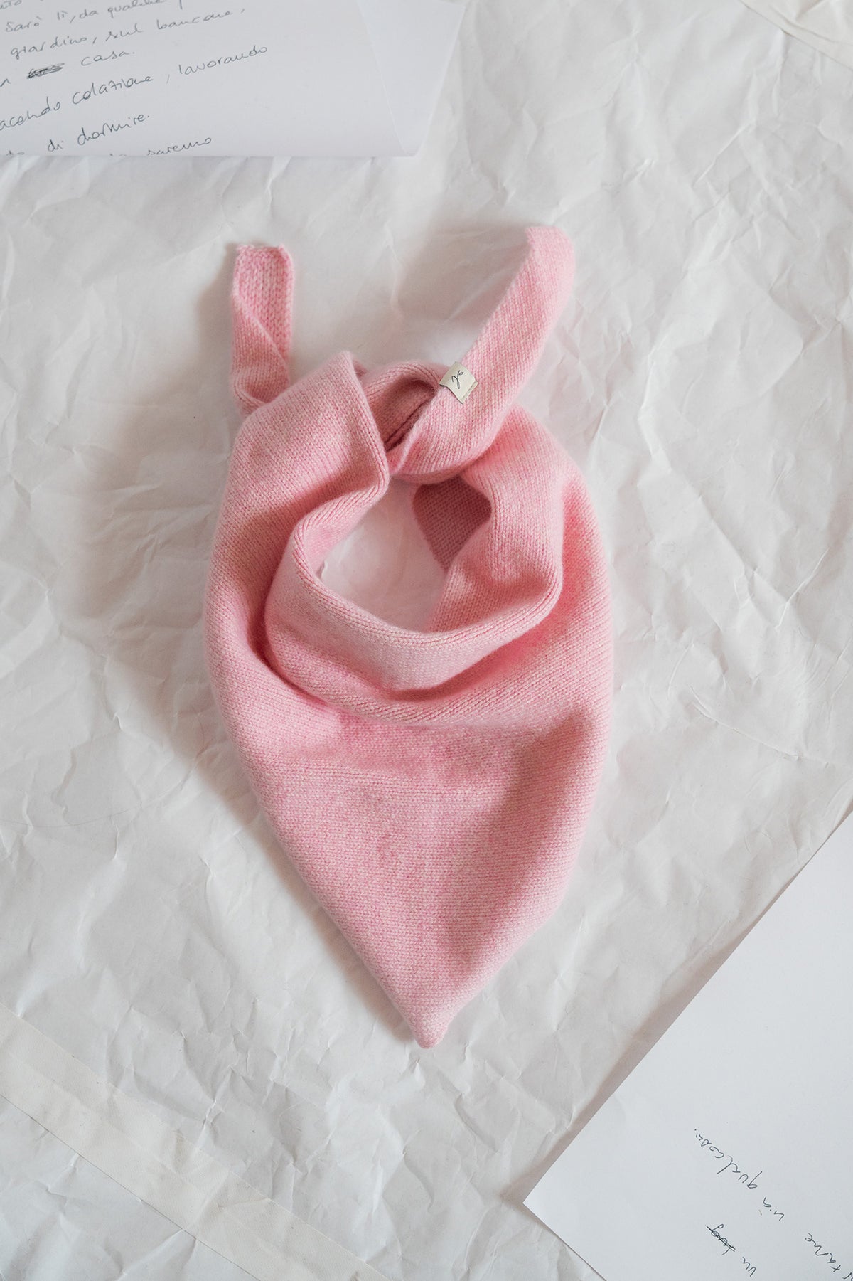 Sciarpa Triangolo in lana e cashmere - rosa Cipria
