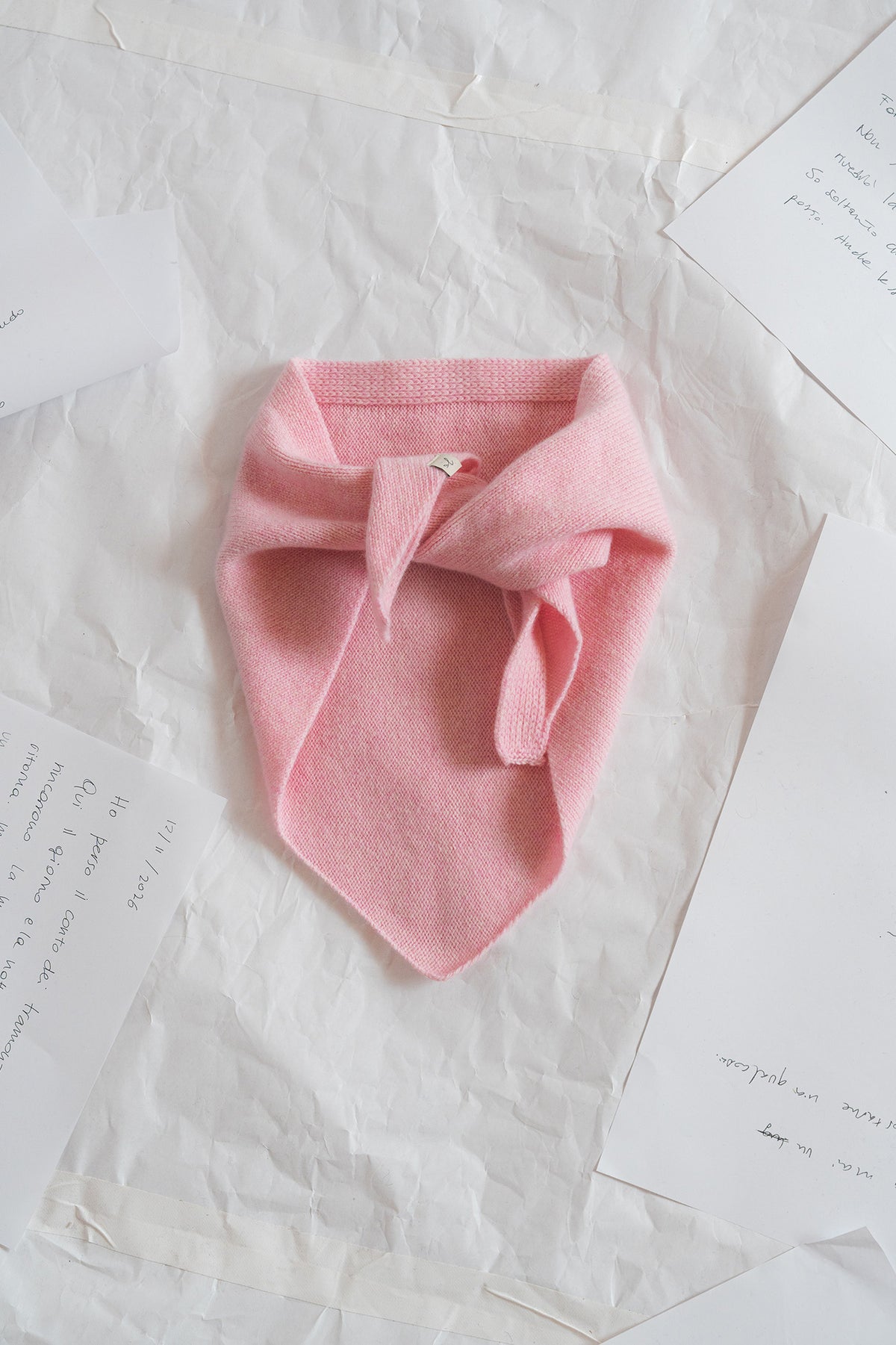 Sciarpa Triangolo in lana e cashmere - rosa Cipria