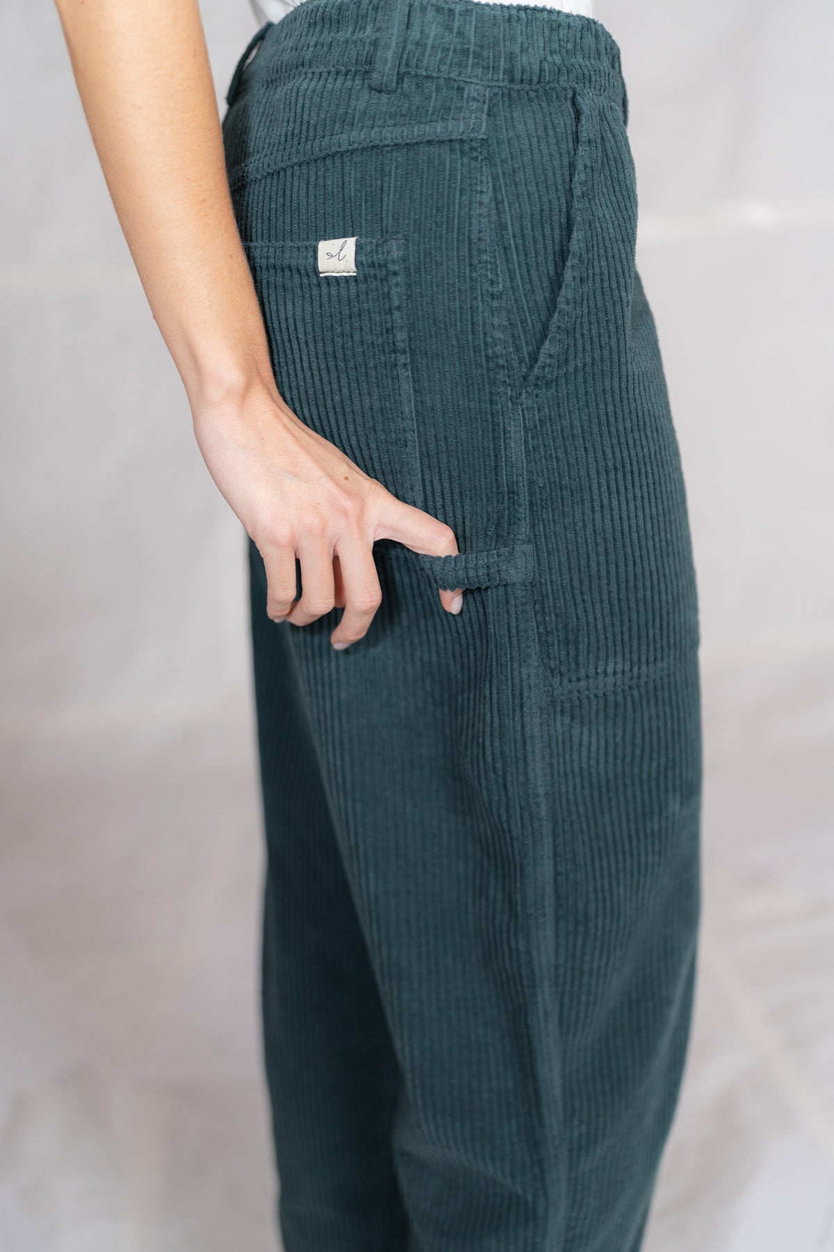 Pantaloni Apollo in velluto con elastico in vita - verde Bosco
