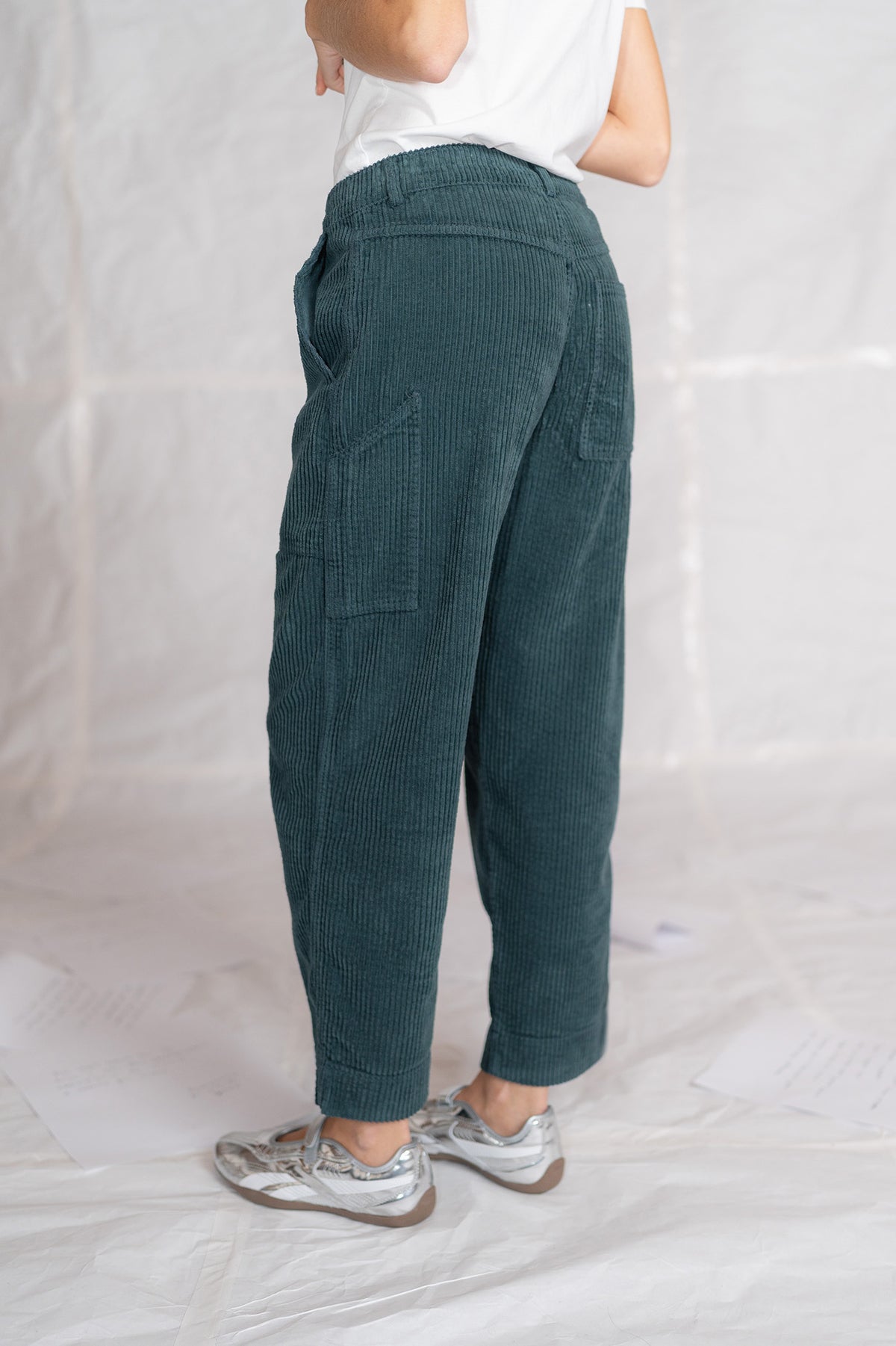 Pantaloni Apollo in velluto con elastico in vita - verde Bosco