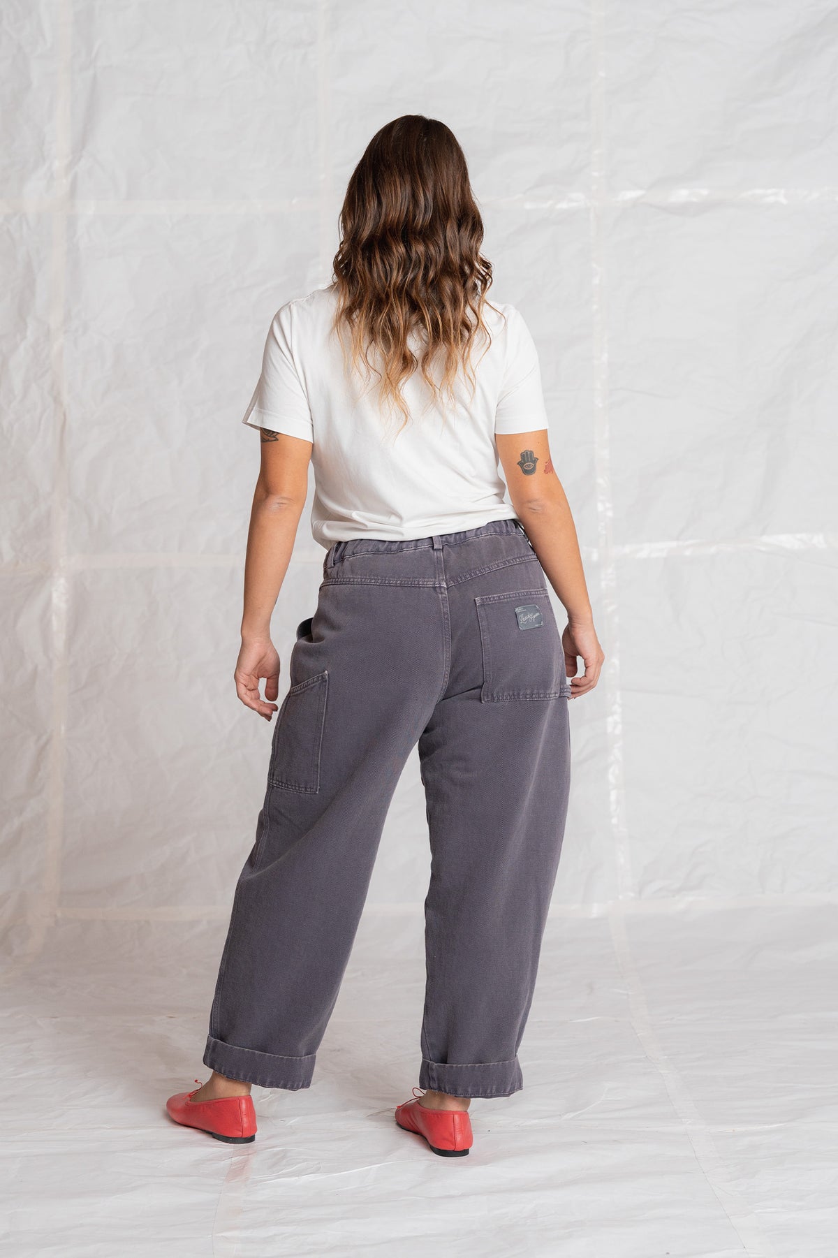Pantaloni Apollo in denim di canapa con elastico in vita - Malva