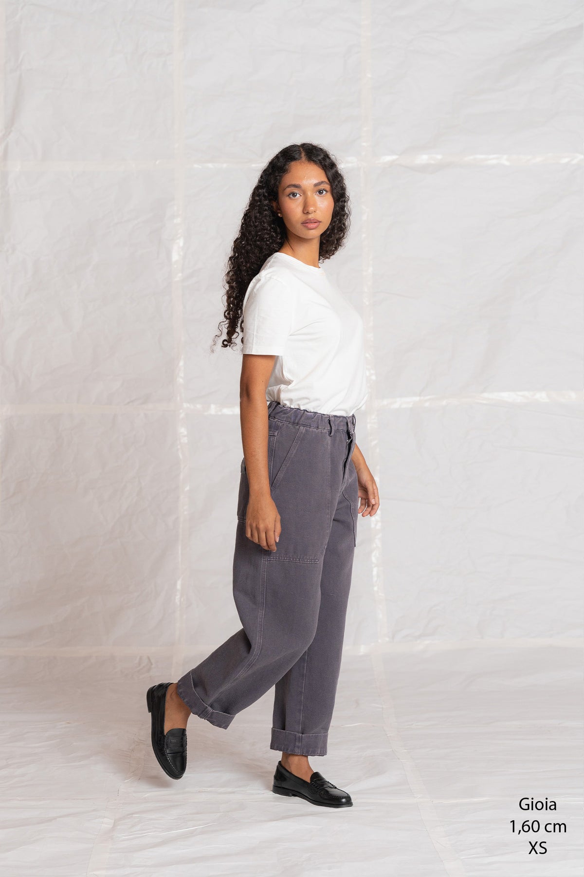 Pantaloni Apollo in denim di canapa con elastico in vita - Malva