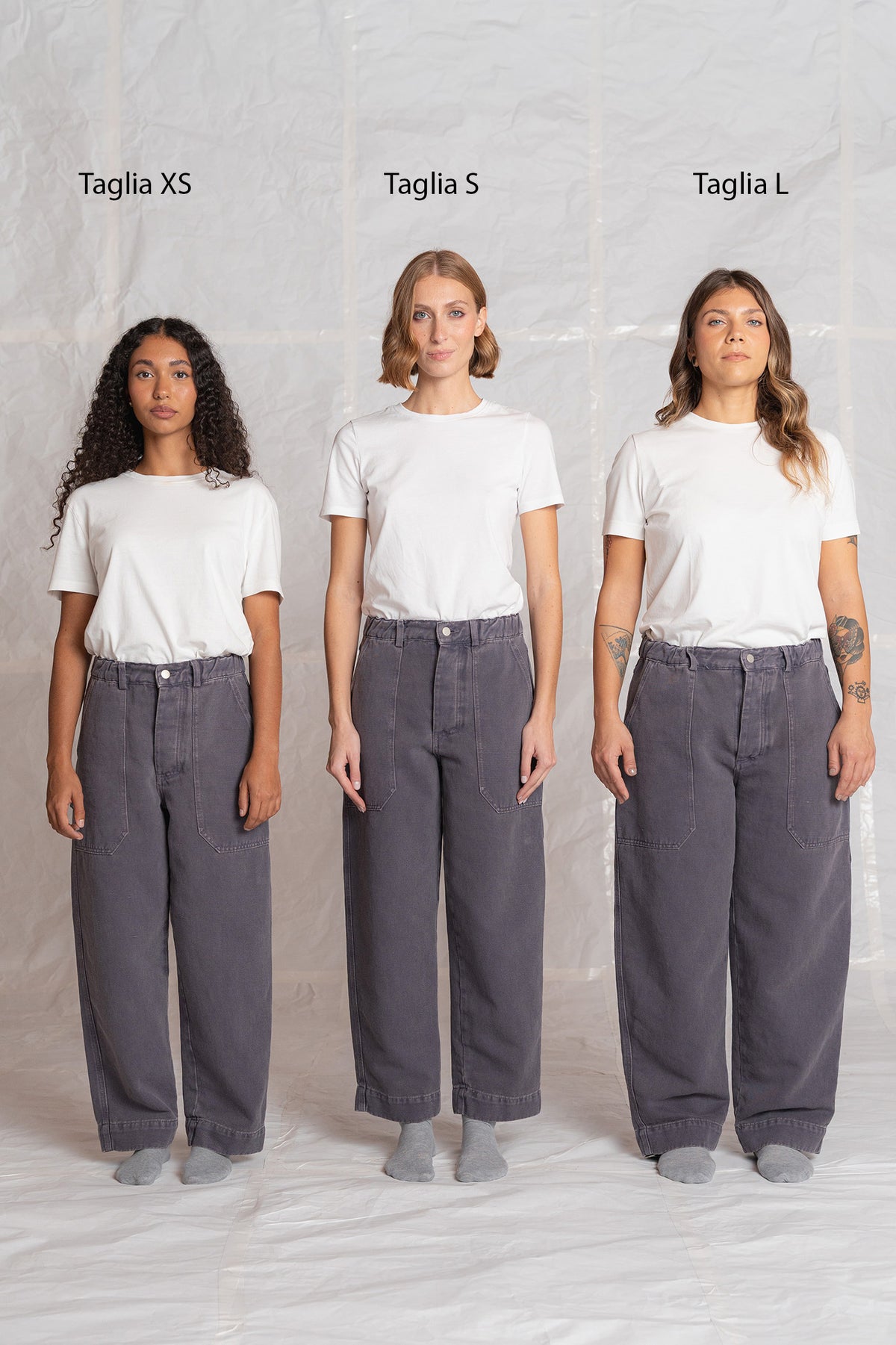 Pantaloni Apollo in denim di canapa con elastico in vita - Malva