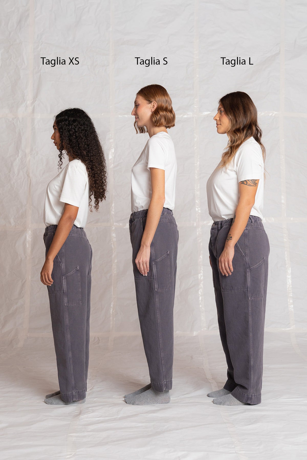 Pantaloni Apollo in denim di canapa con elastico in vita - Malva