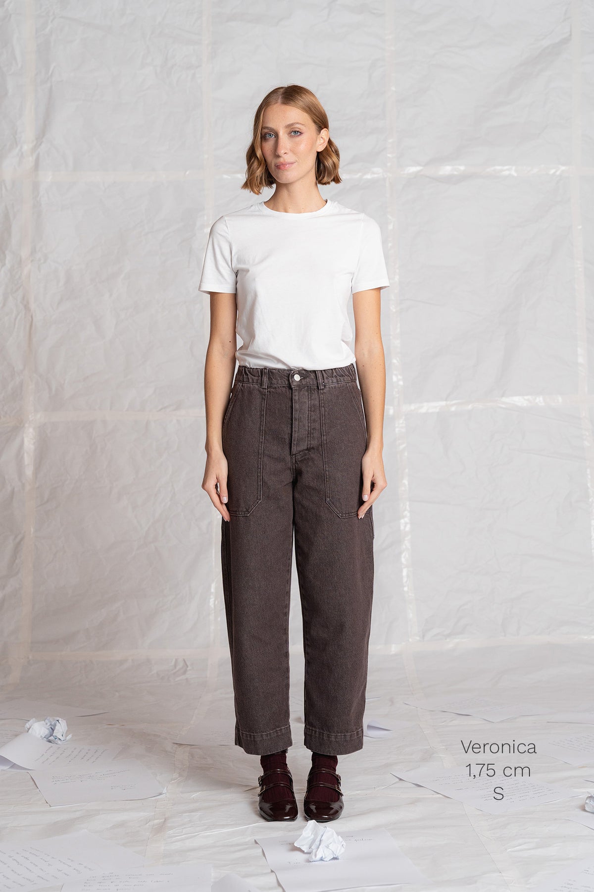 Jeans Apollo in cotone con elastico in vita - Marrone stonewased