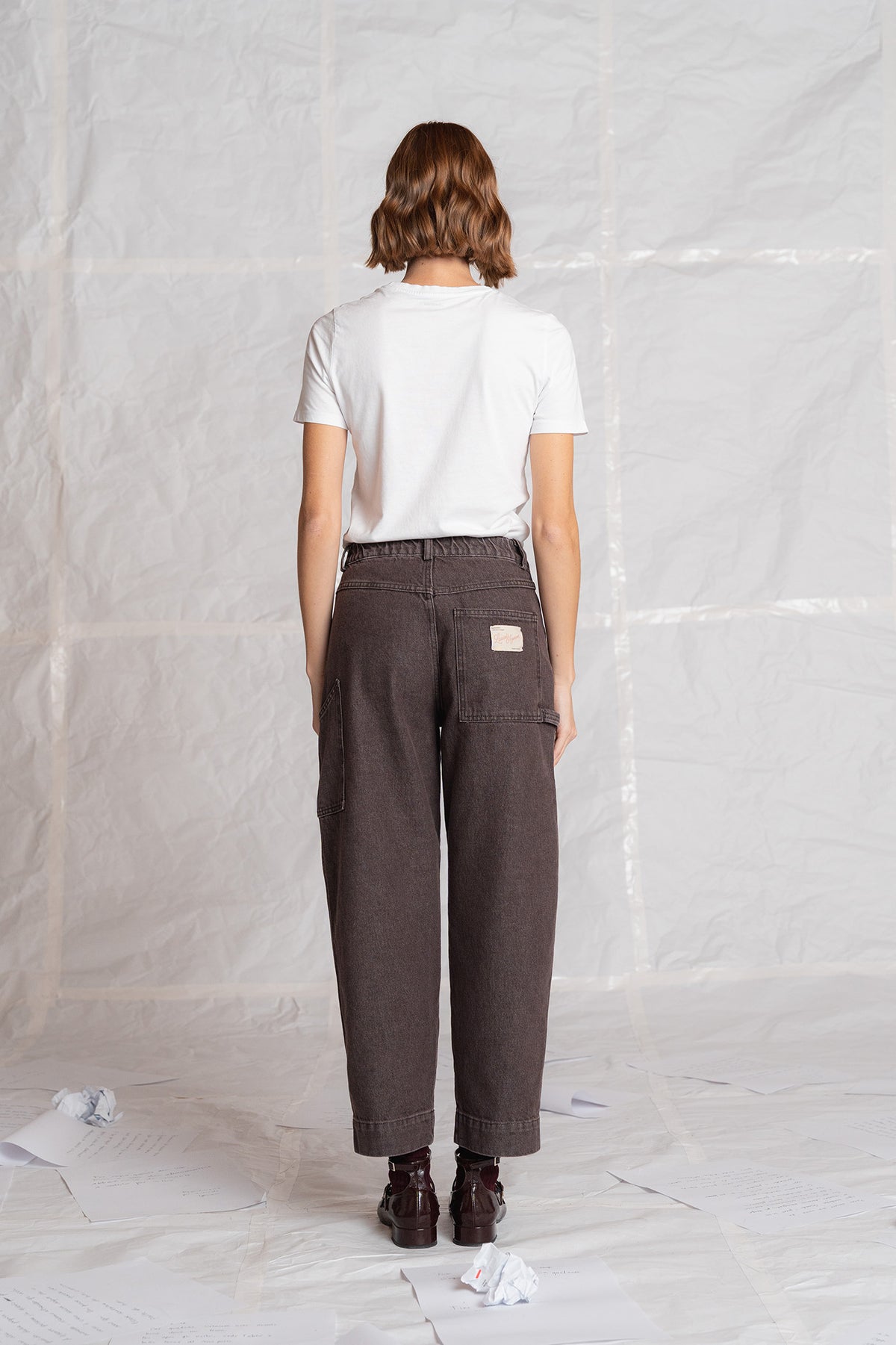 Jeans Apollo in cotone con elastico in vita - Marrone stonewased