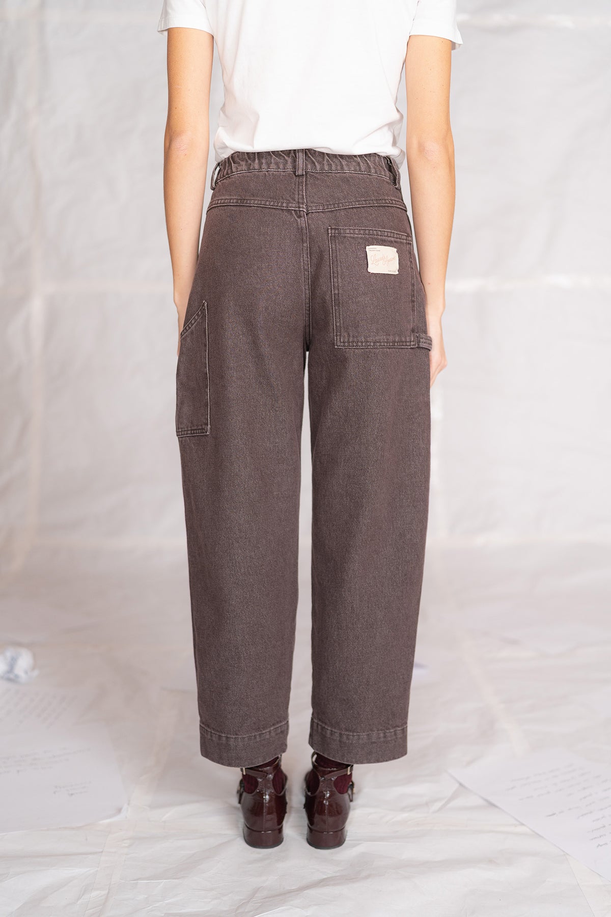 Jeans Apollo in cotone con elastico in vita - Marrone stonewased