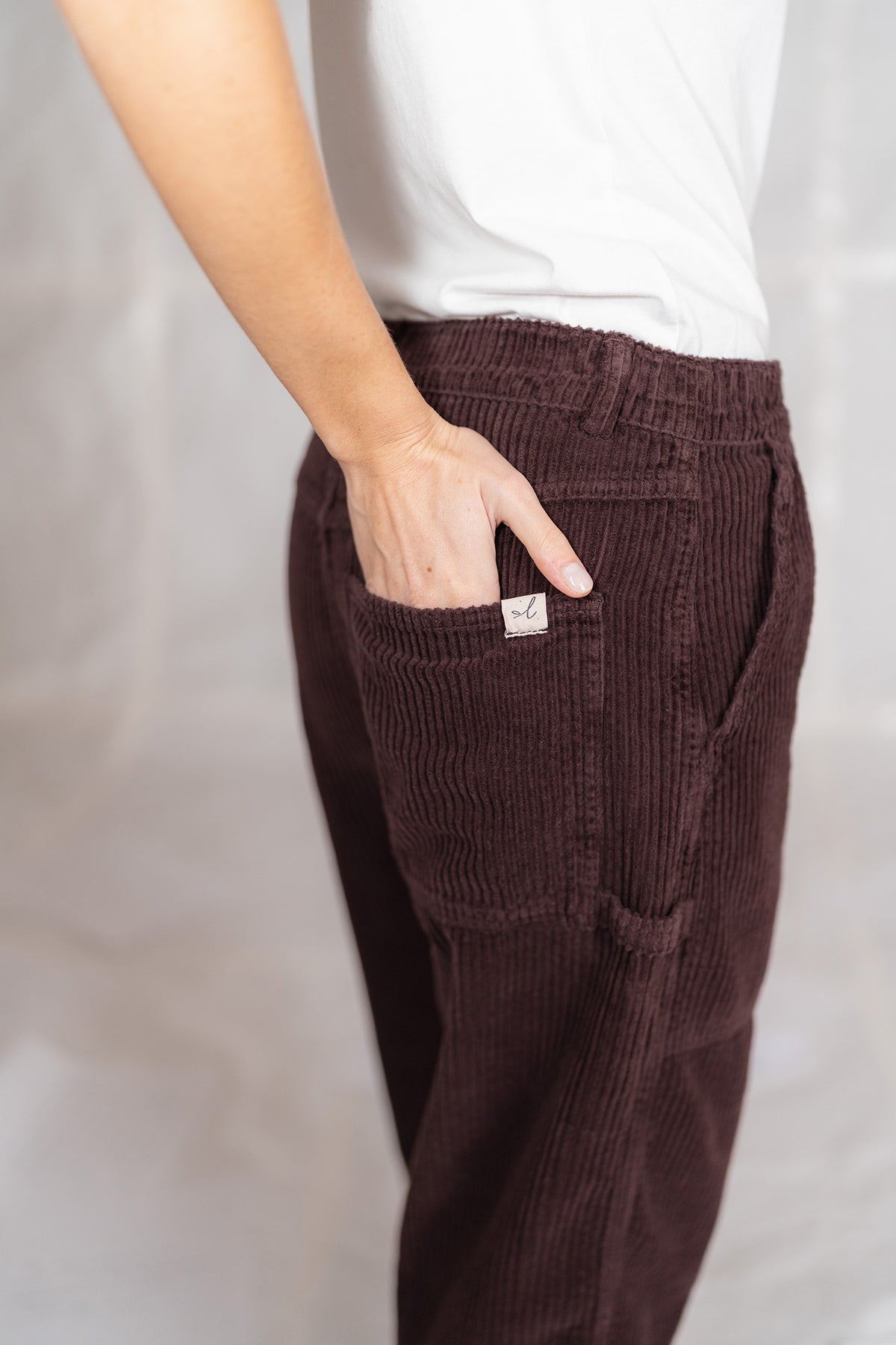 Pantaloni Apollo in velluto con elastico in vita - Prugna