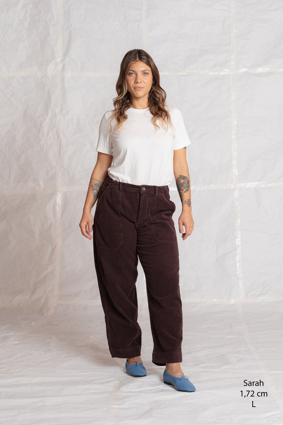 Pantaloni Apollo in velluto con elastico in vita - Prugna