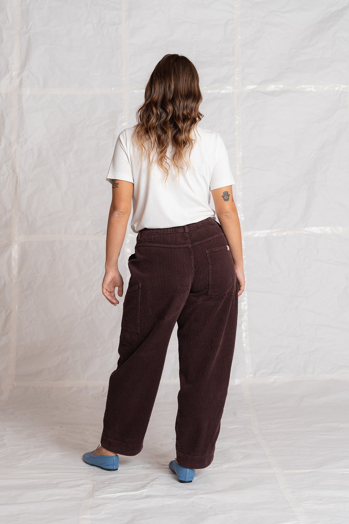 Pantaloni Apollo in velluto con elastico in vita - Prugna