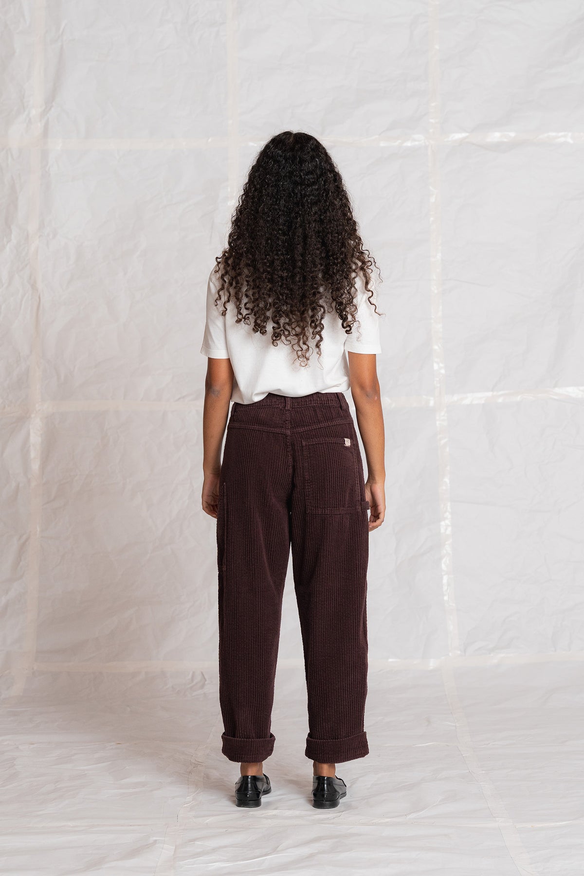 Pantaloni Apollo in velluto con elastico in vita - Prugna