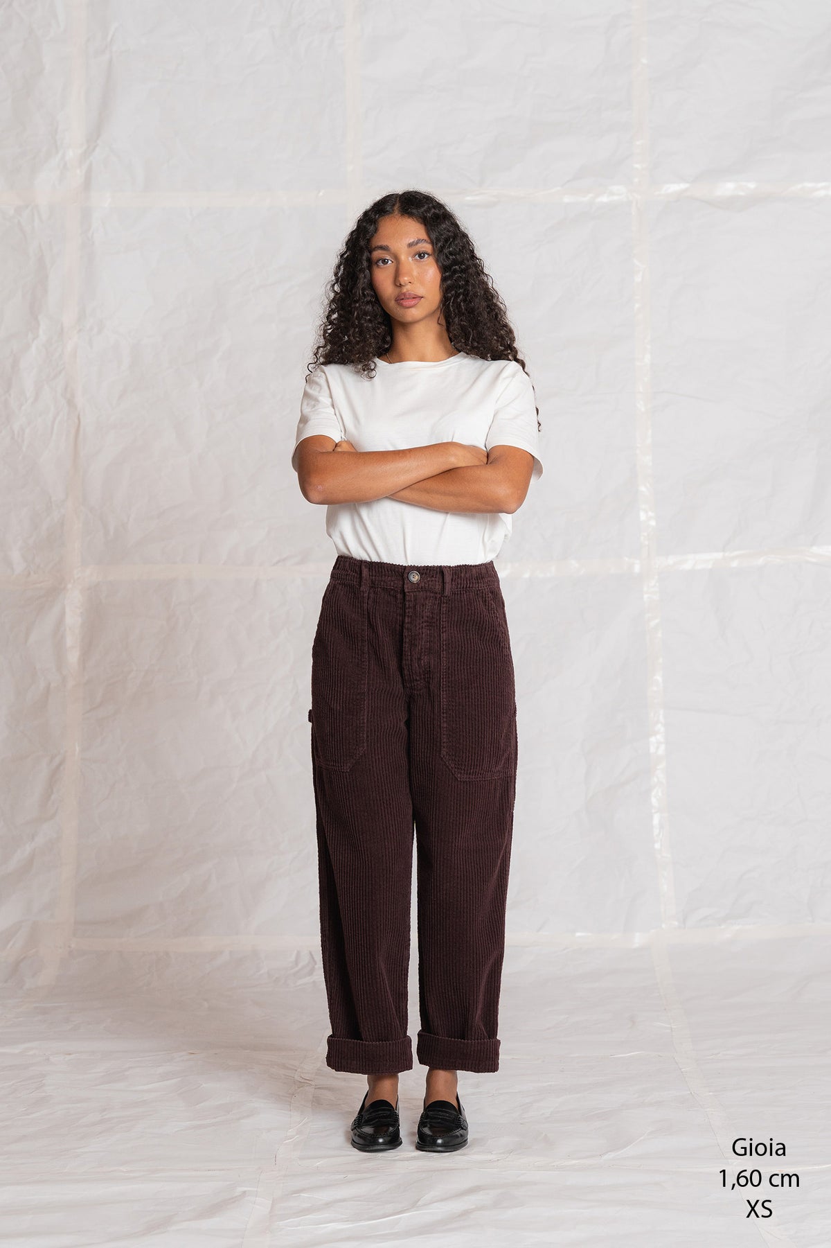 Pantaloni Apollo in velluto con elastico in vita - Prugna