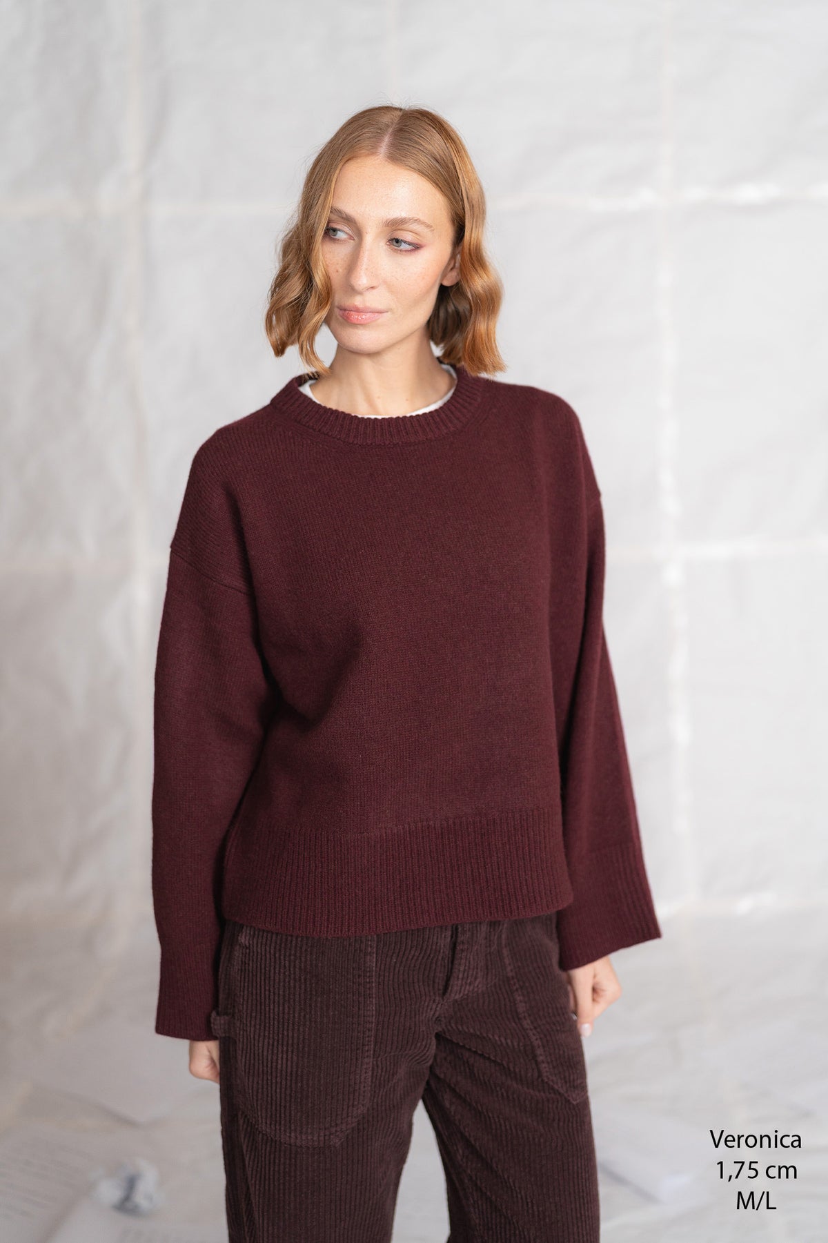 Maglia Alba in lana e cashmere - Prugna