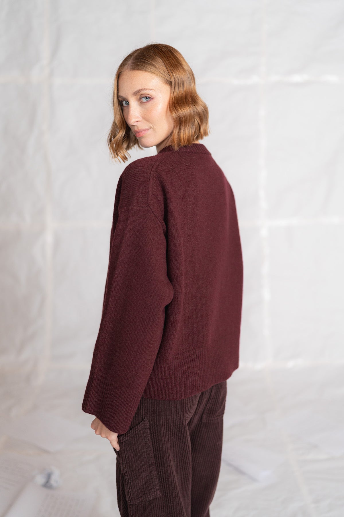 Maglia Alba in lana e cashmere - Prugna
