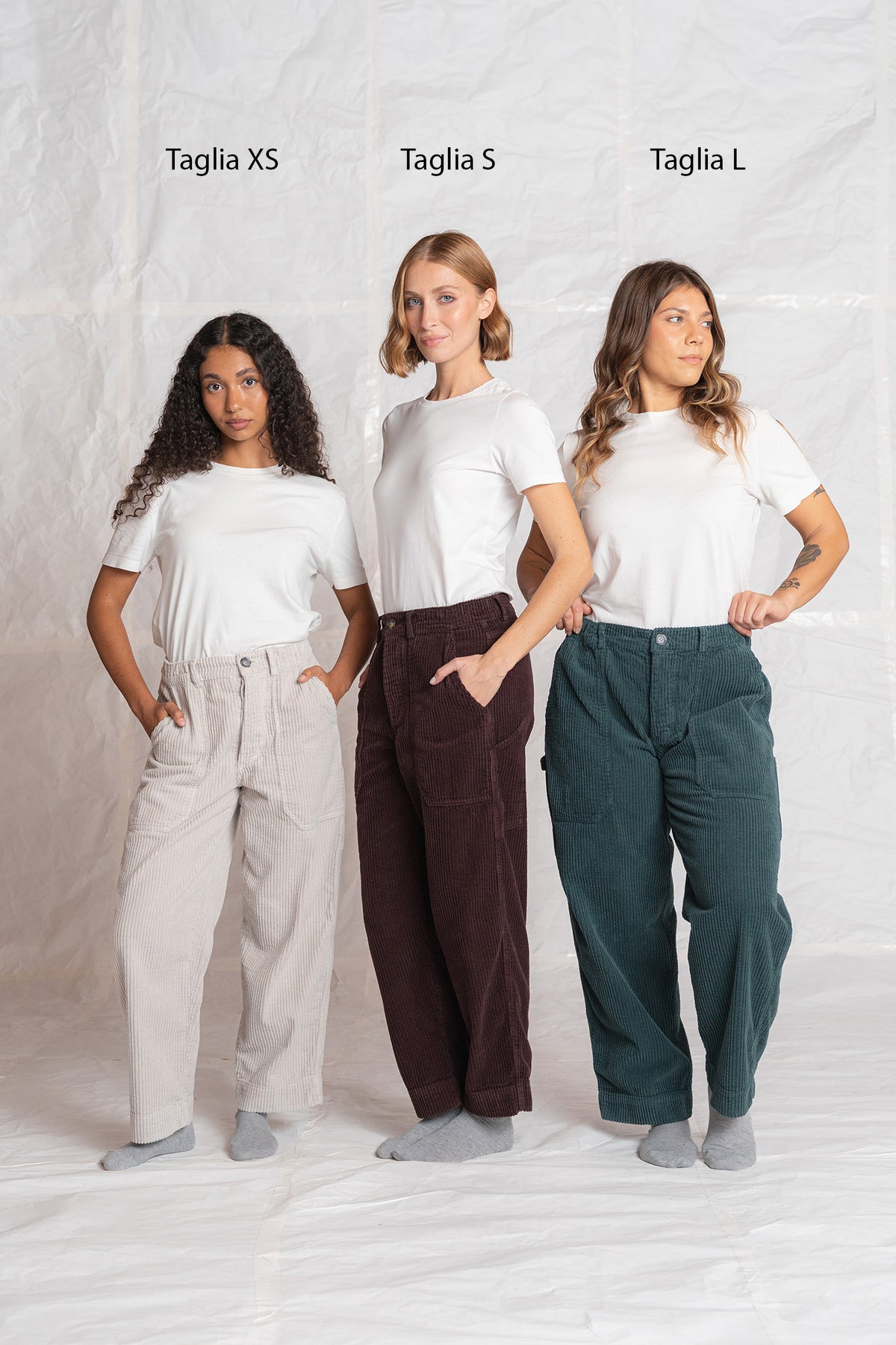 Pantaloni Apollo in velluto con elastico in vita - verde Bosco