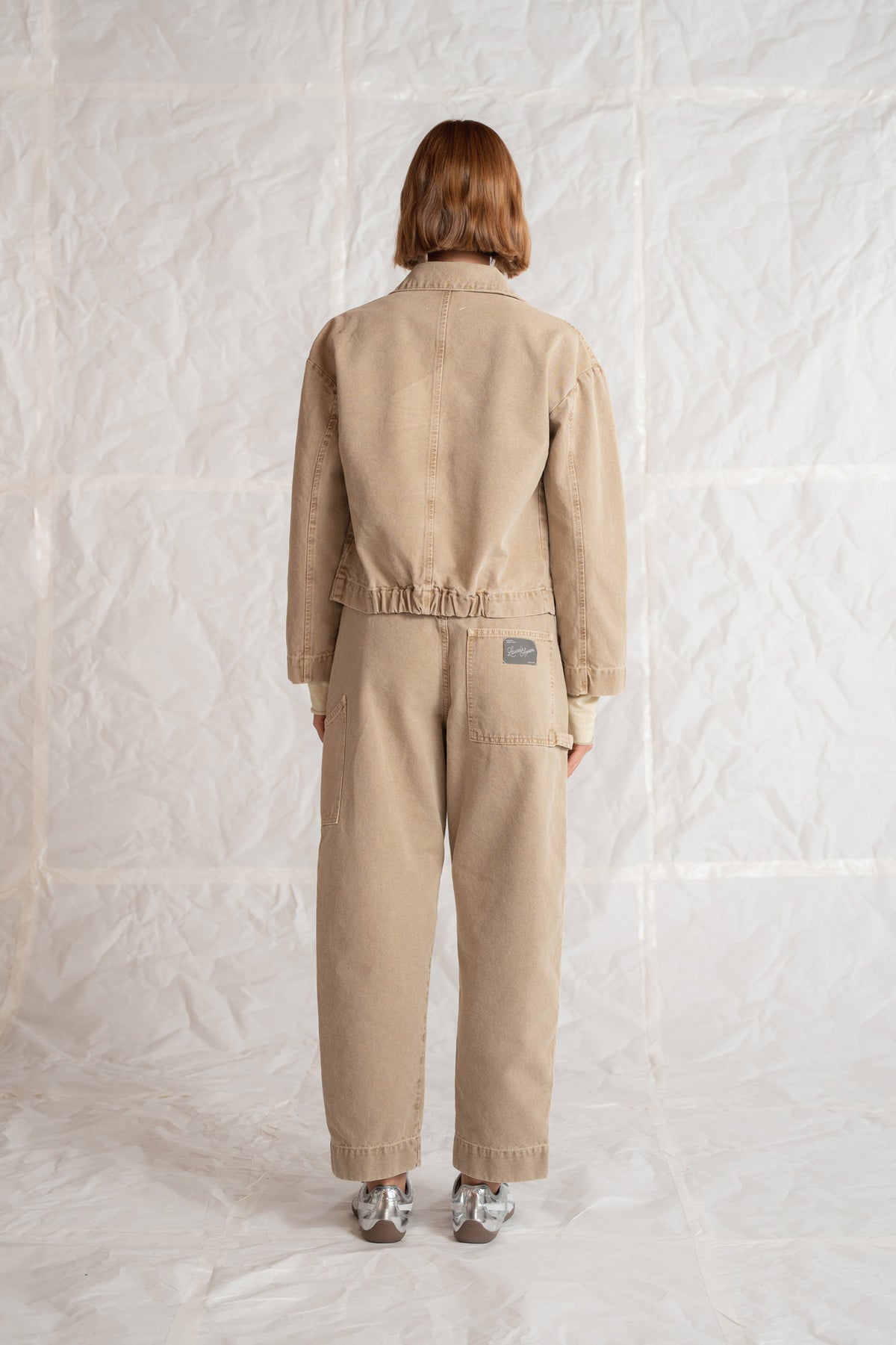 Pantaloni Apollo in cotone con elastico in vita - Beige Old