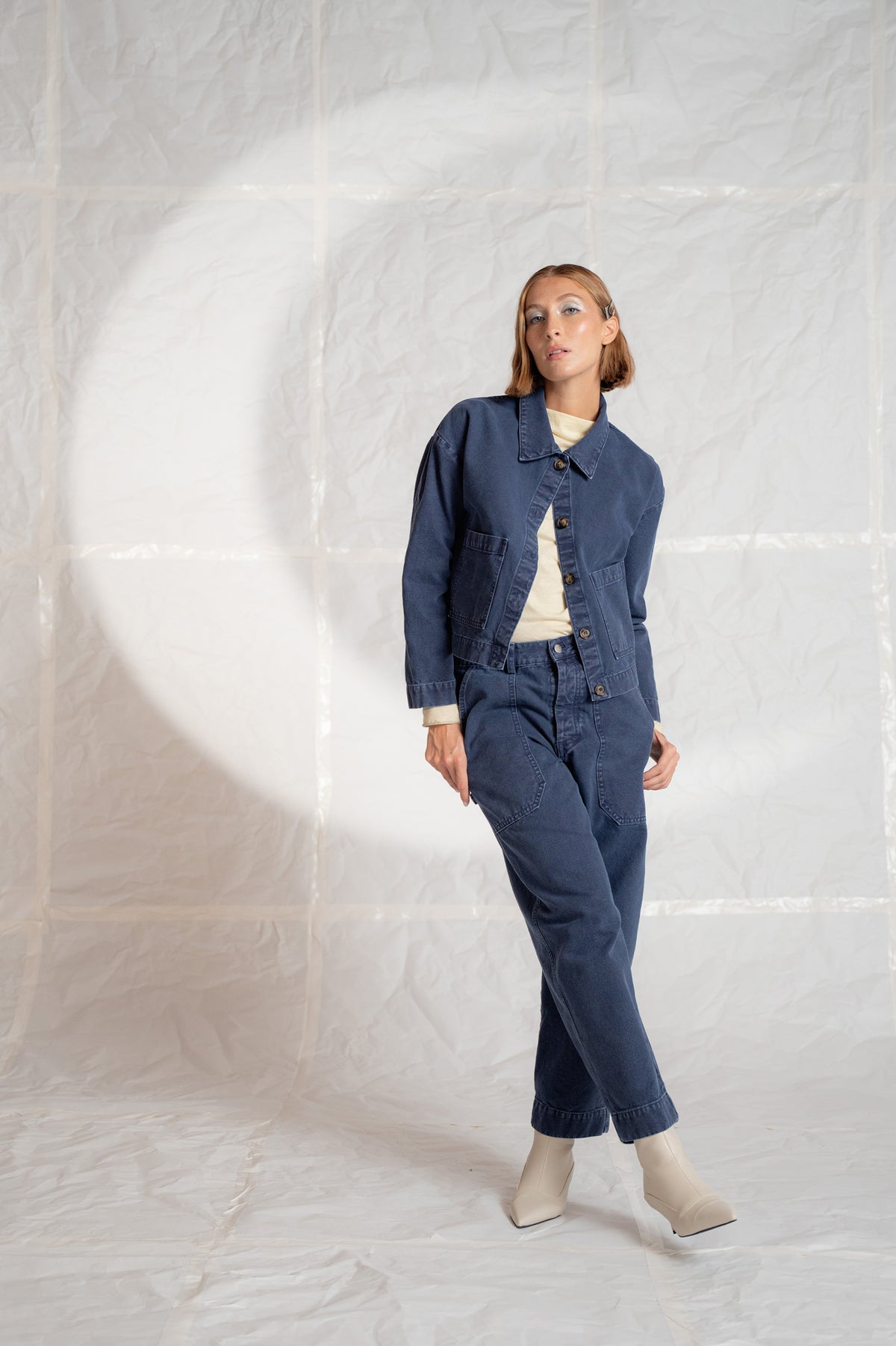 Giacca GA01 in cotone - Blu Old washed