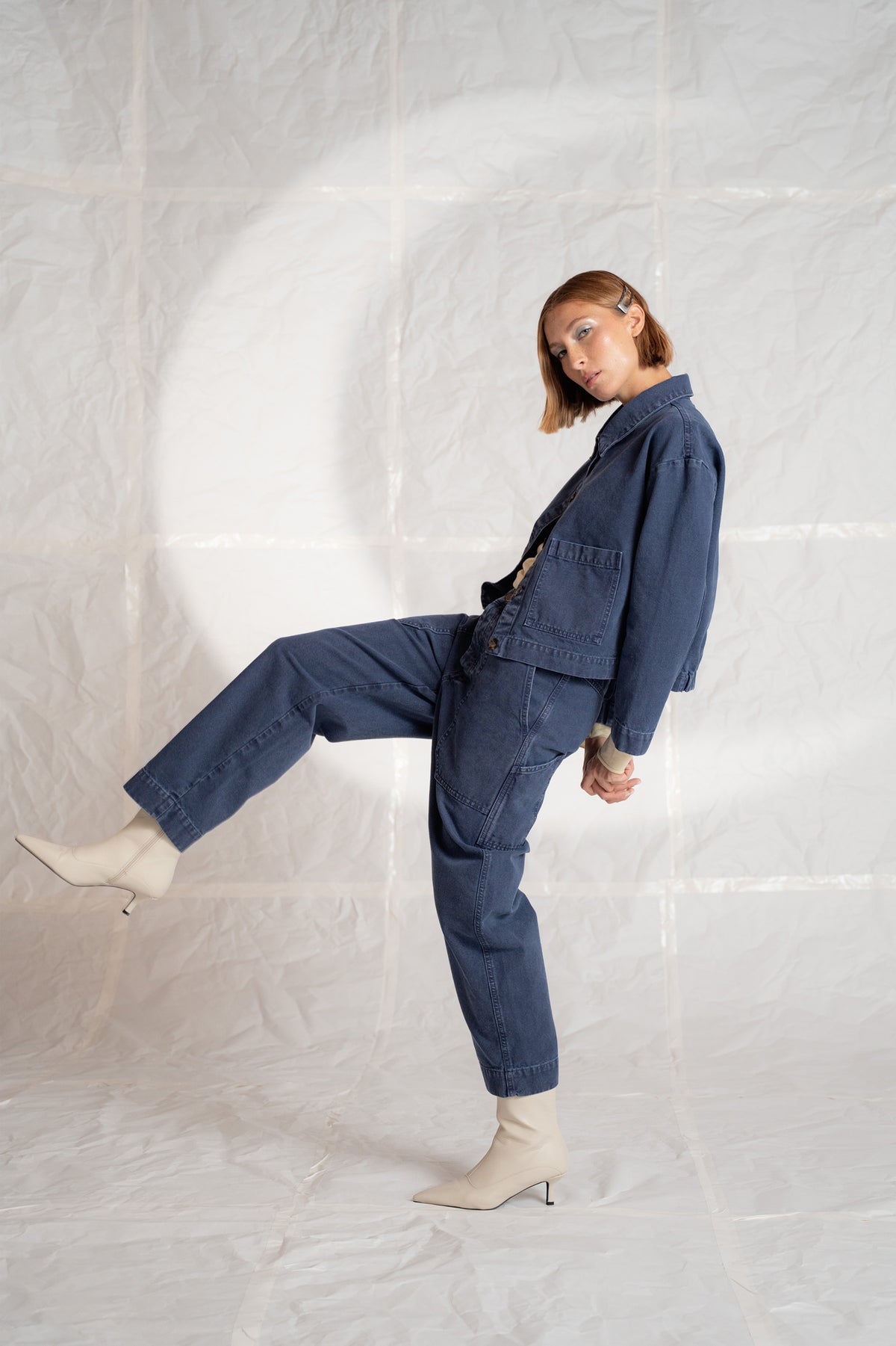 Pantaloni Apollo in cotone con elastico in vita - Blu lavoro Old