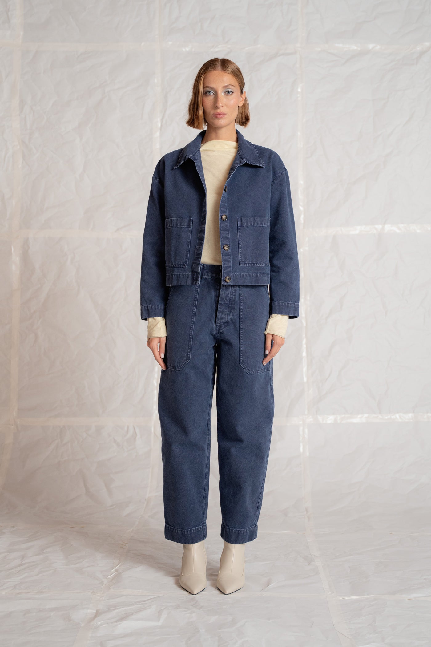 Giacca GA01 in cotone - Blu Old washed