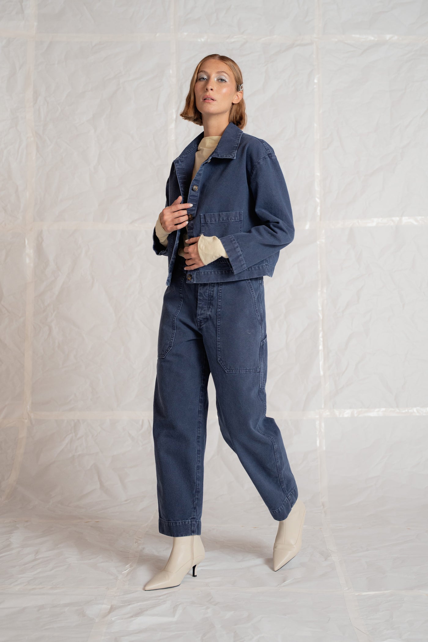 Giacca GA01 in cotone - Blu Old washed