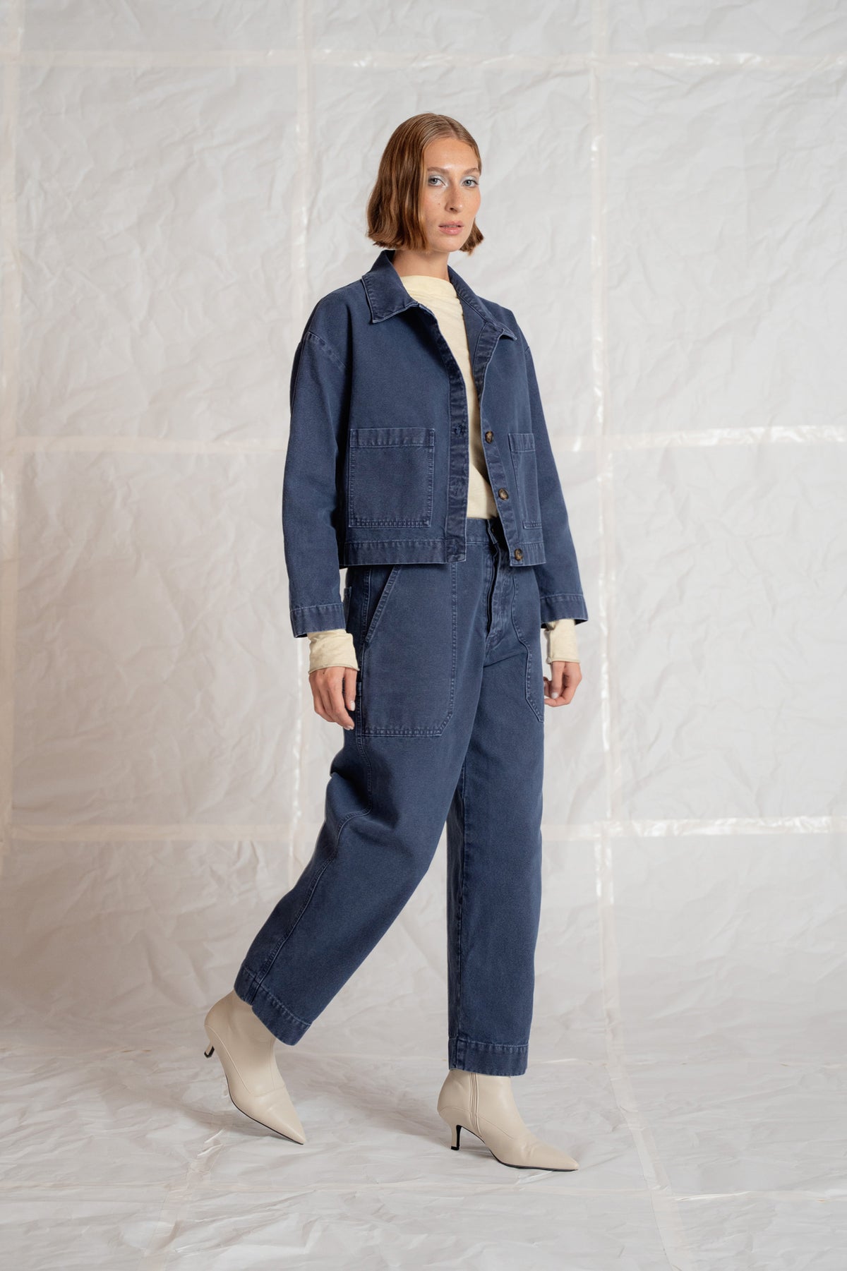 Pantaloni Apollo in cotone con elastico in vita - Blu lavoro Old