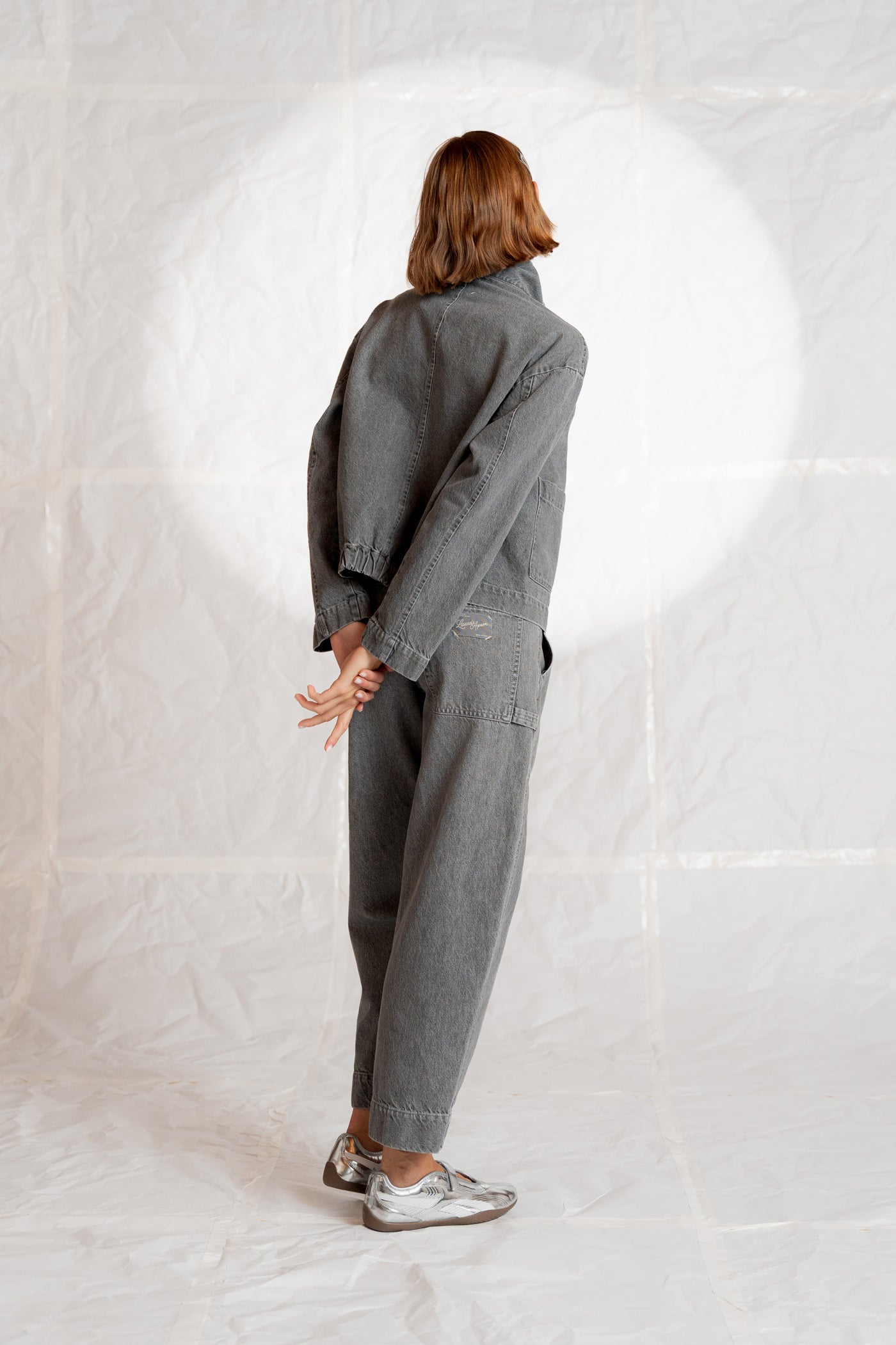 Jeans Apollo cotone canapa con elastico in vita - grigio stonewashed