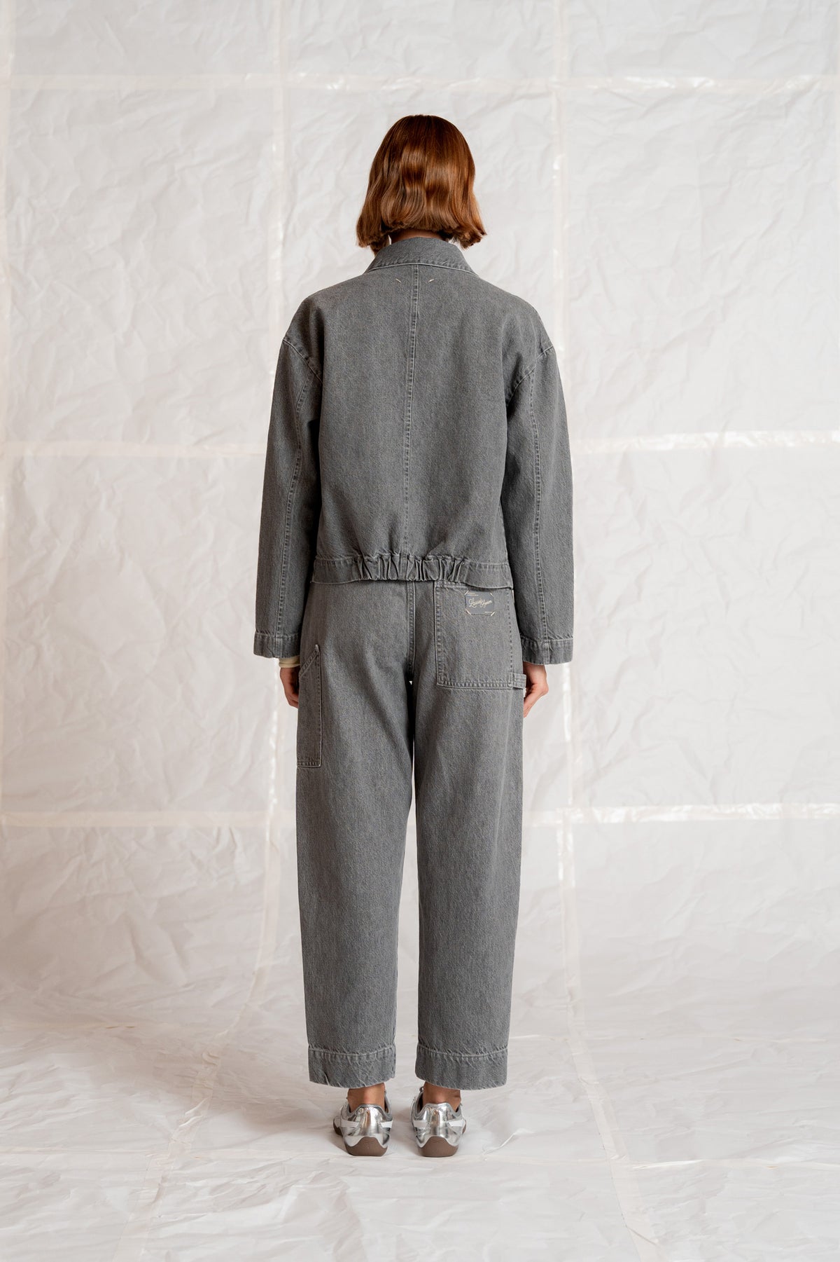 Overshirt Jeans Eva mit Kordelzug aus recycelter Baumwolle – Blau gewaschen