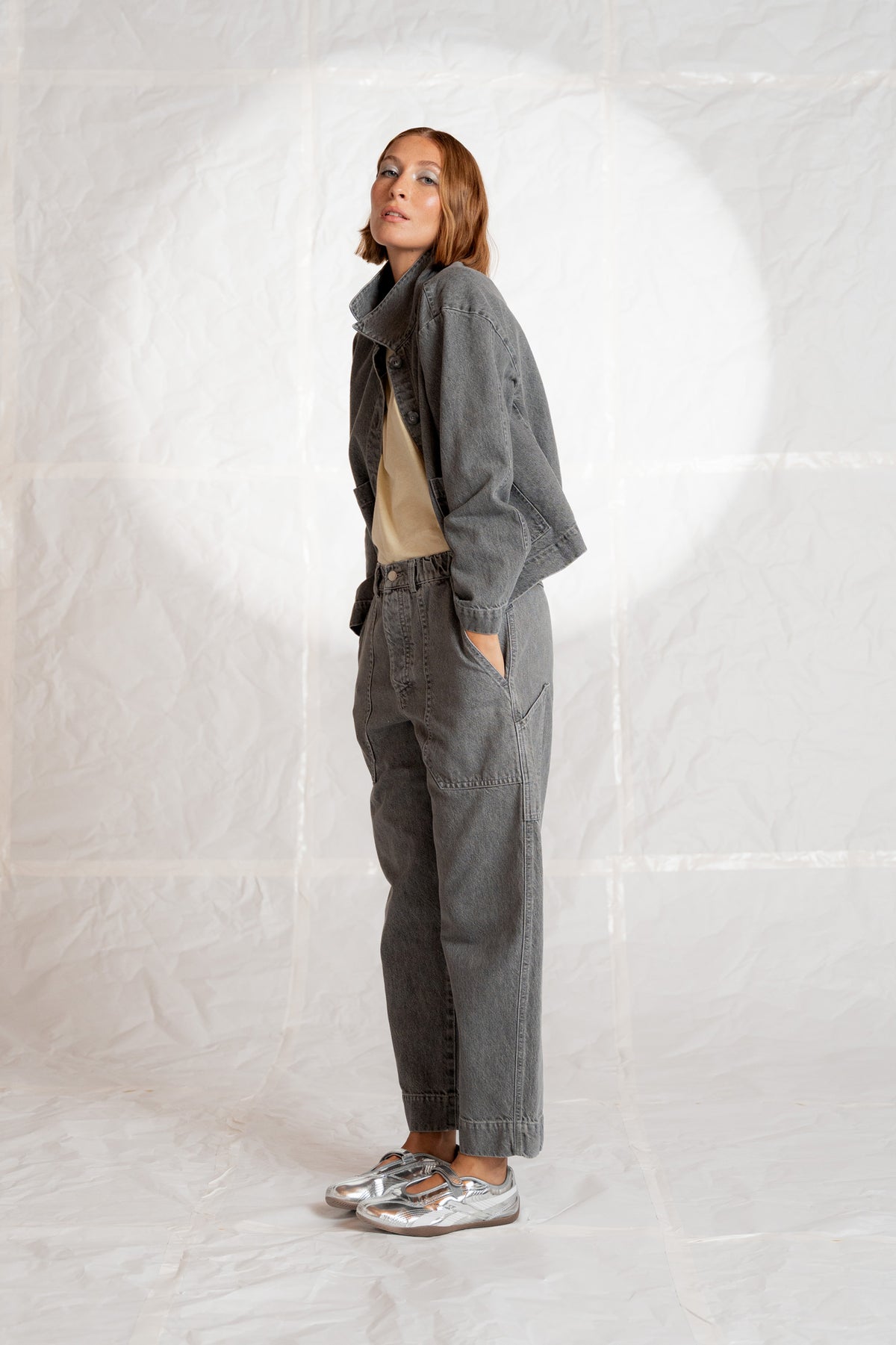 Jeans Apollo cotone canapa con elastico in vita - grigio stonewashed