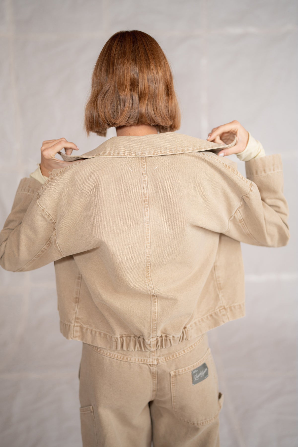 Overshirt Jeans Eva mit Kordelzug aus recycelter Baumwolle – Blau gewaschen