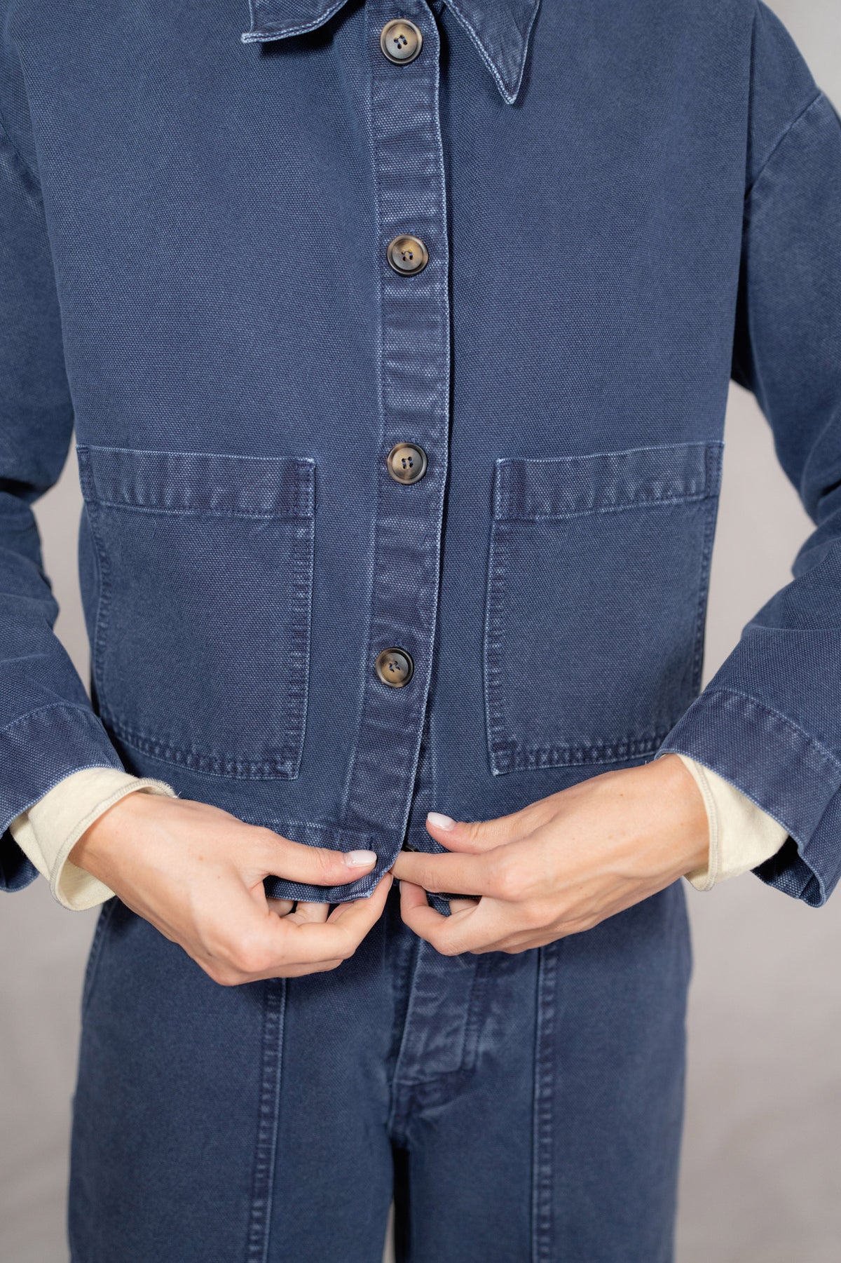 Pantaloni Apollo in cotone con elastico in vita - Blu lavoro Old