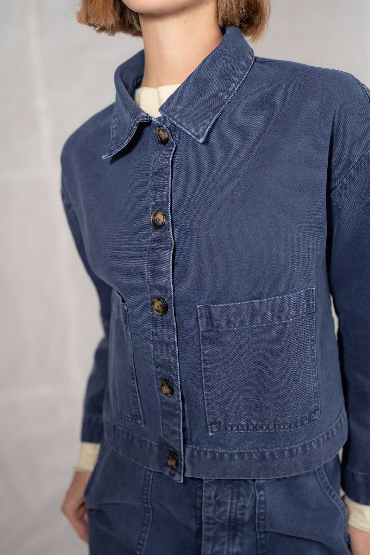 Giacca GA01 in cotone - Blu Old washed