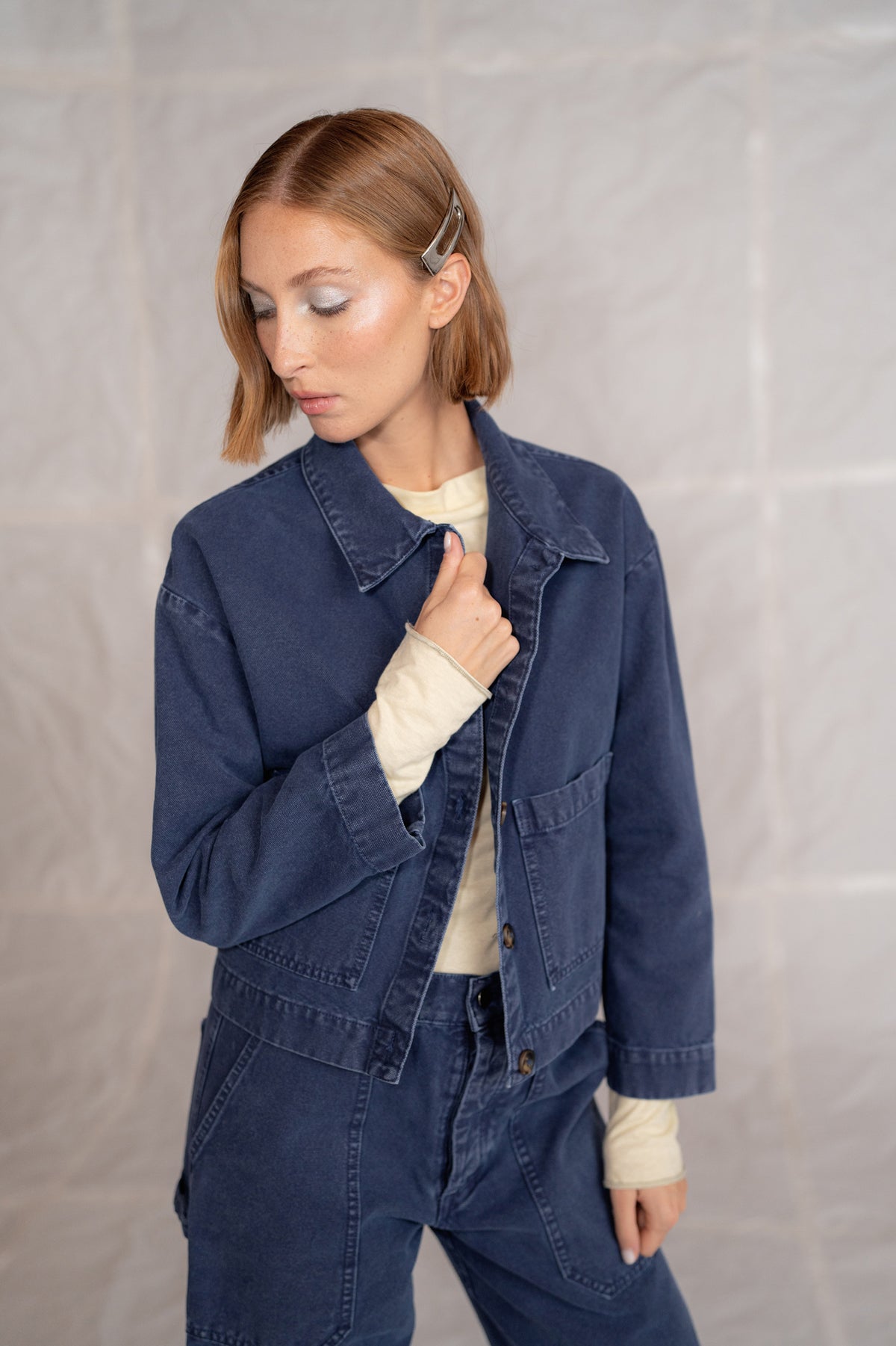 Giacca GA01 in cotone - Blu Old washed