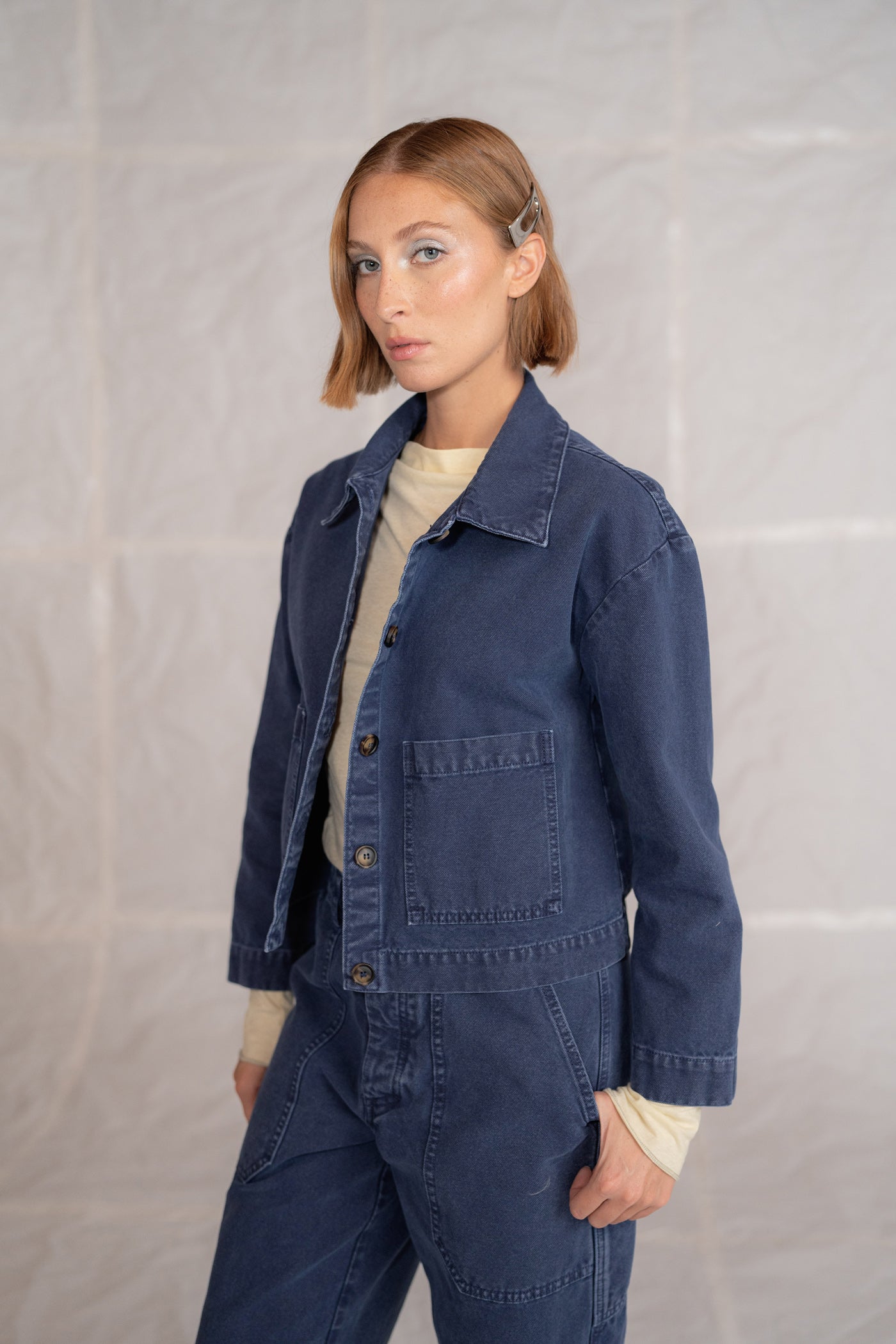 Giacca GA01 in cotone - Blu Old washed