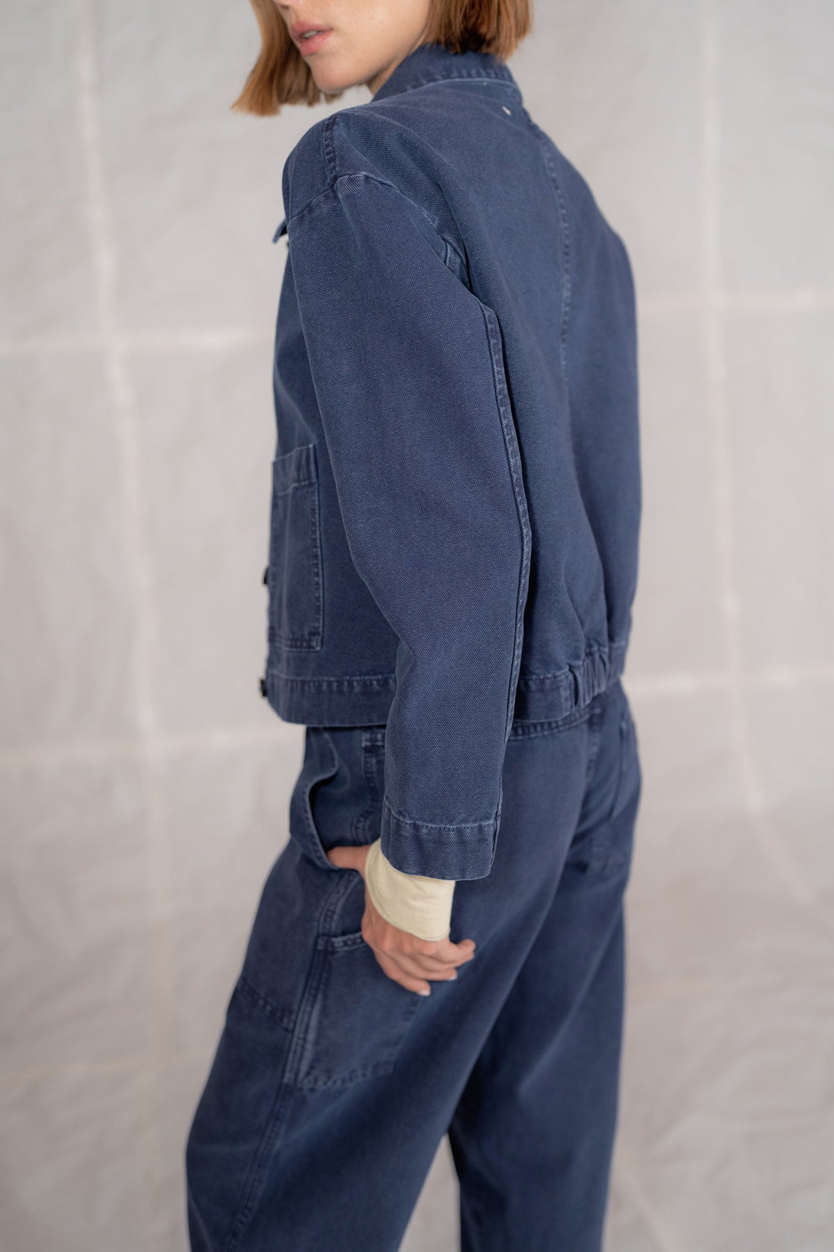 Giacca GA01 in cotone - Blu Old washed