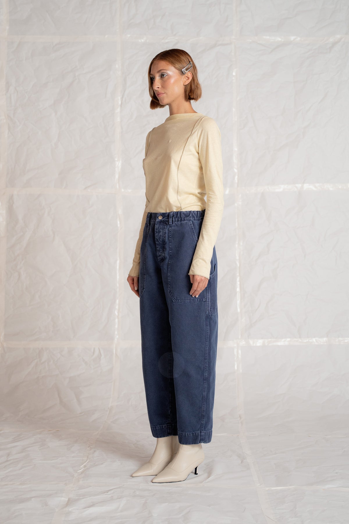 Pantaloni Apollo in cotone con elastico in vita - Blu lavoro Old